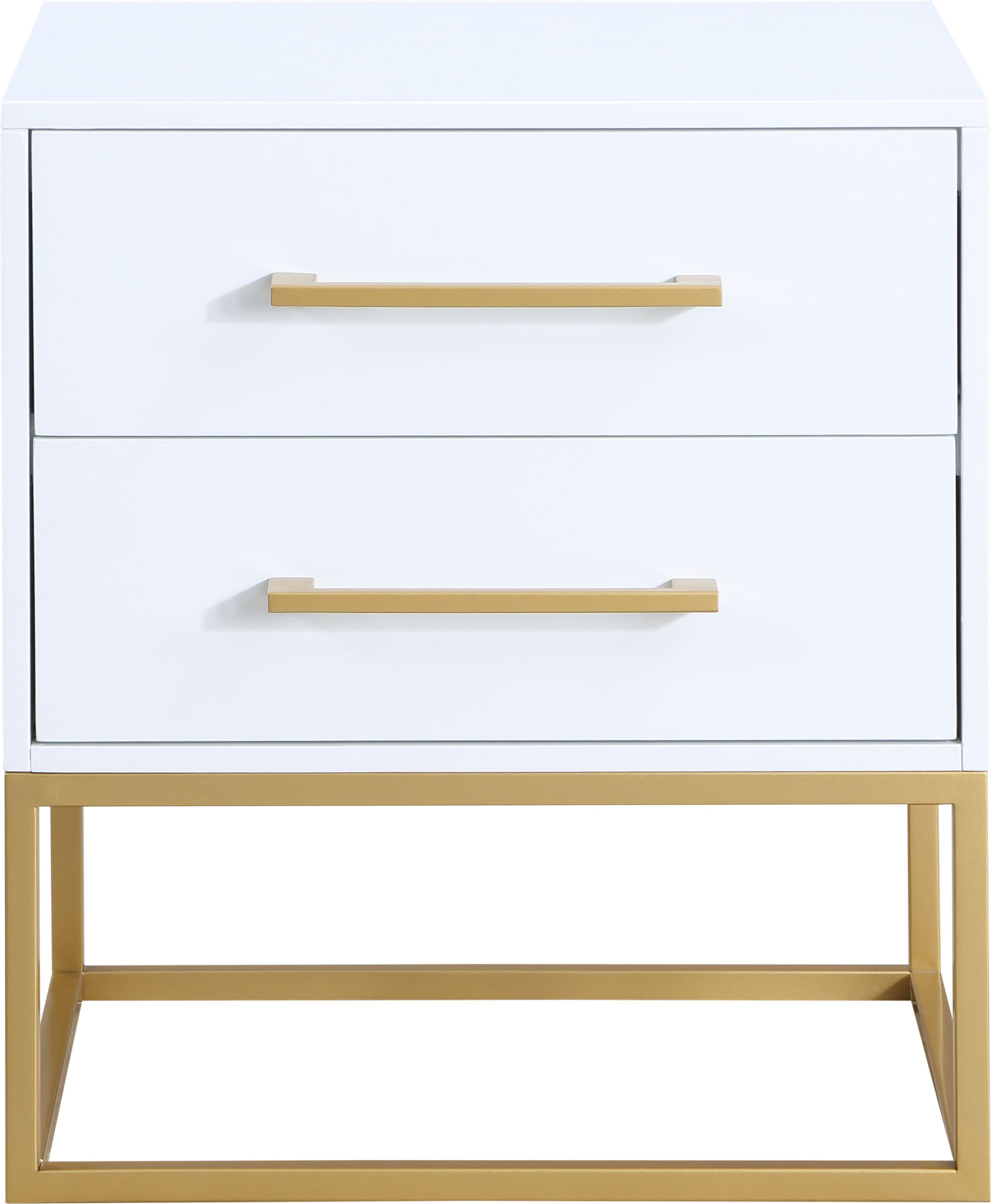 Marisol 3-Drawer Wood Veneer Nightstand with Brushed Gold Metal Legs & Handles