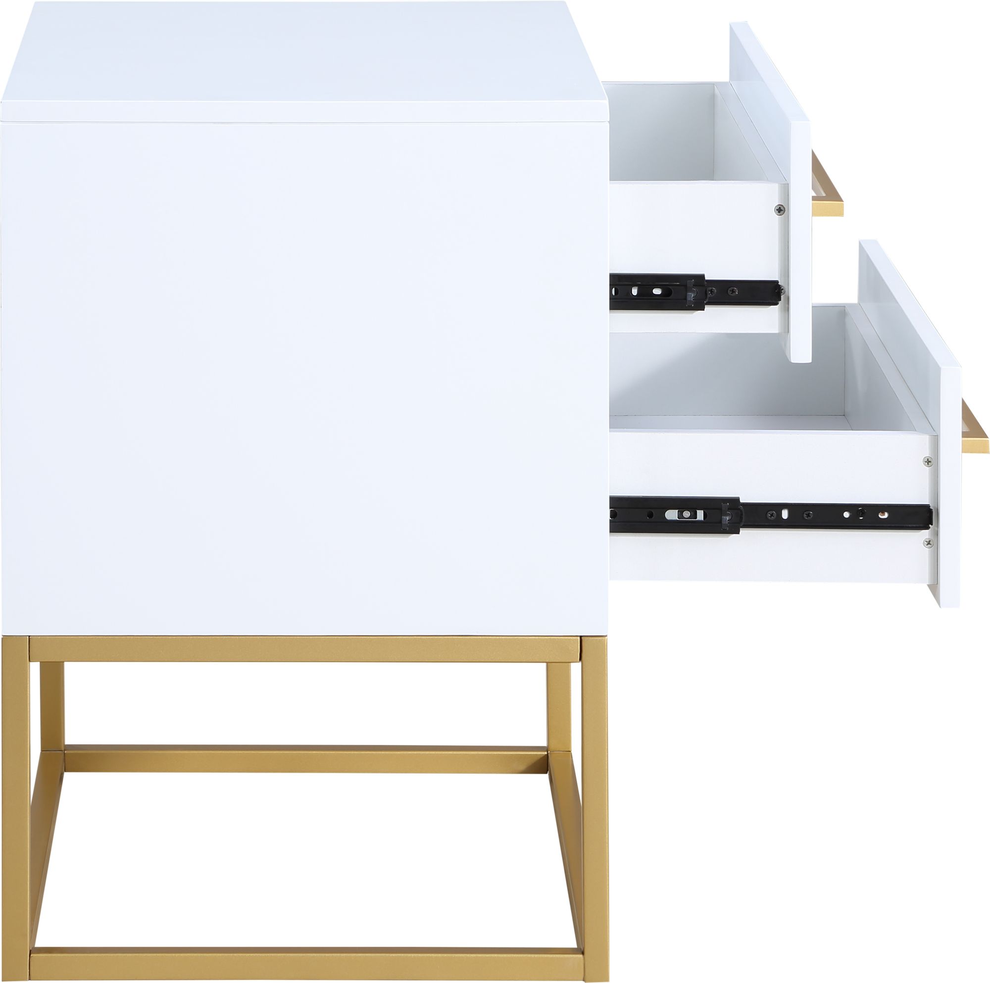 Marisol 3-Drawer Wood Veneer Nightstand with Brushed Gold Metal Legs & Handles