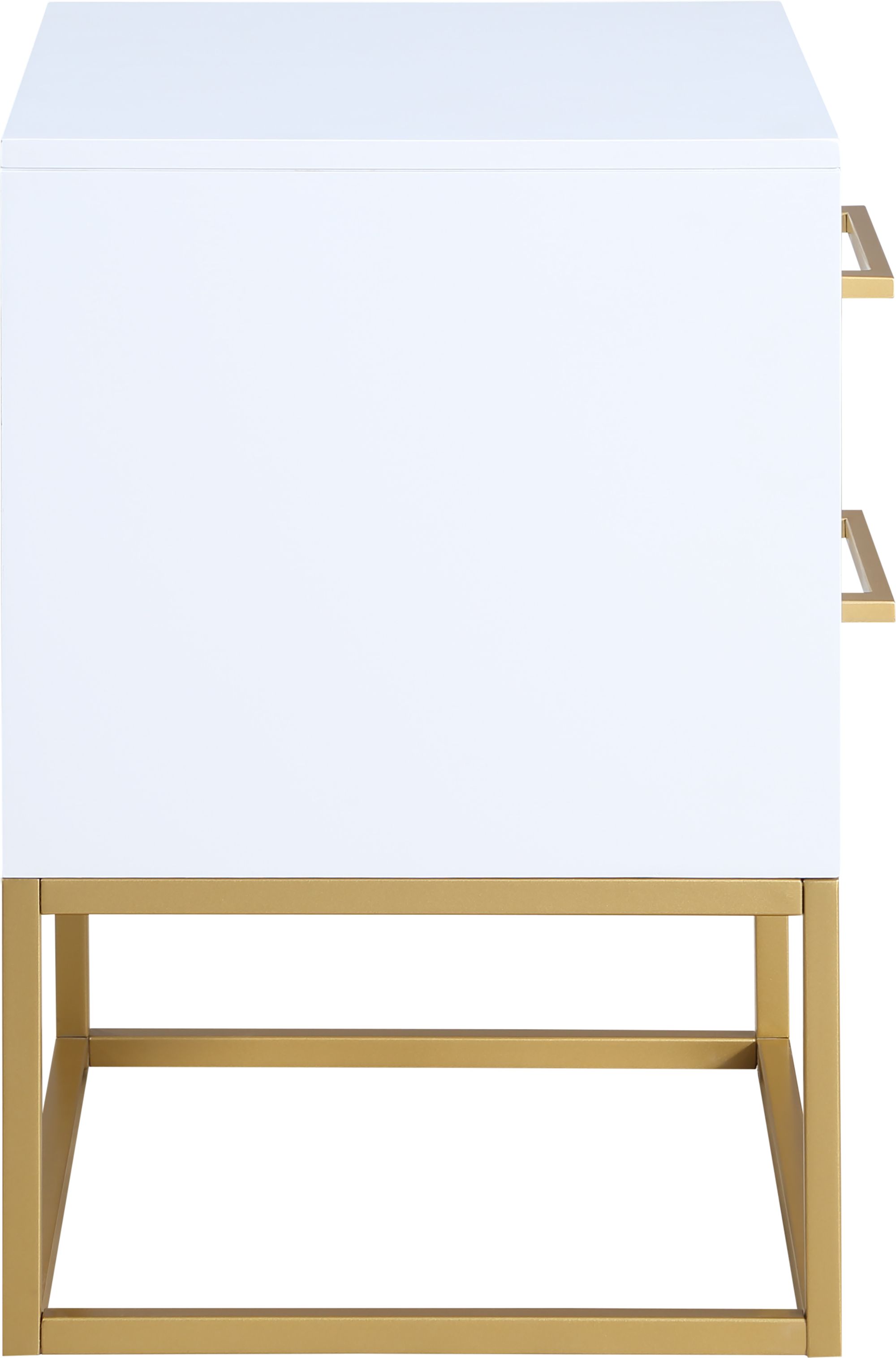 Marisol 3-Drawer Wood Veneer Nightstand with Brushed Gold Metal Legs & Handles