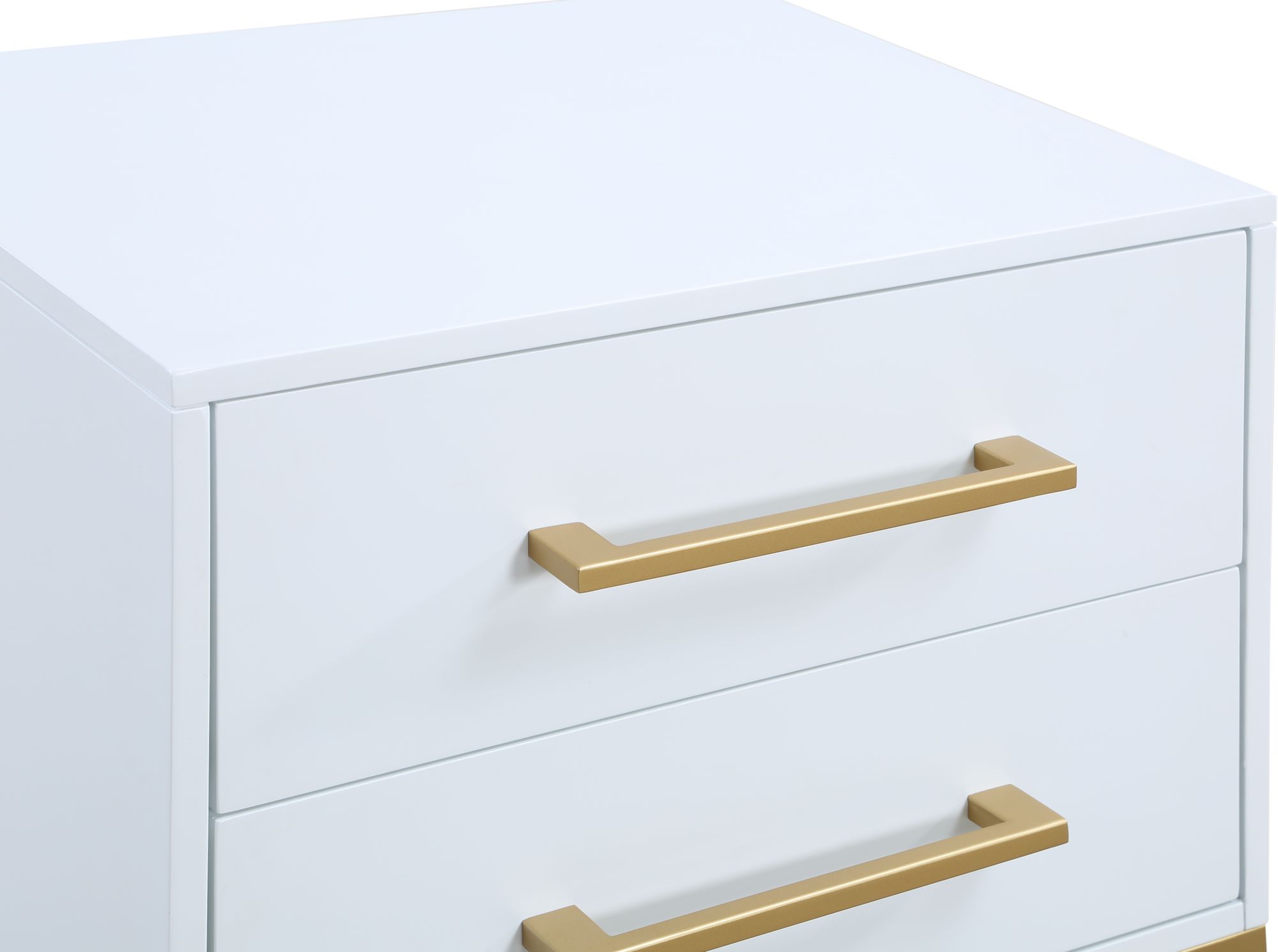 Marisol 3-Drawer Wood Veneer Nightstand with Brushed Gold Metal Legs & Handles
