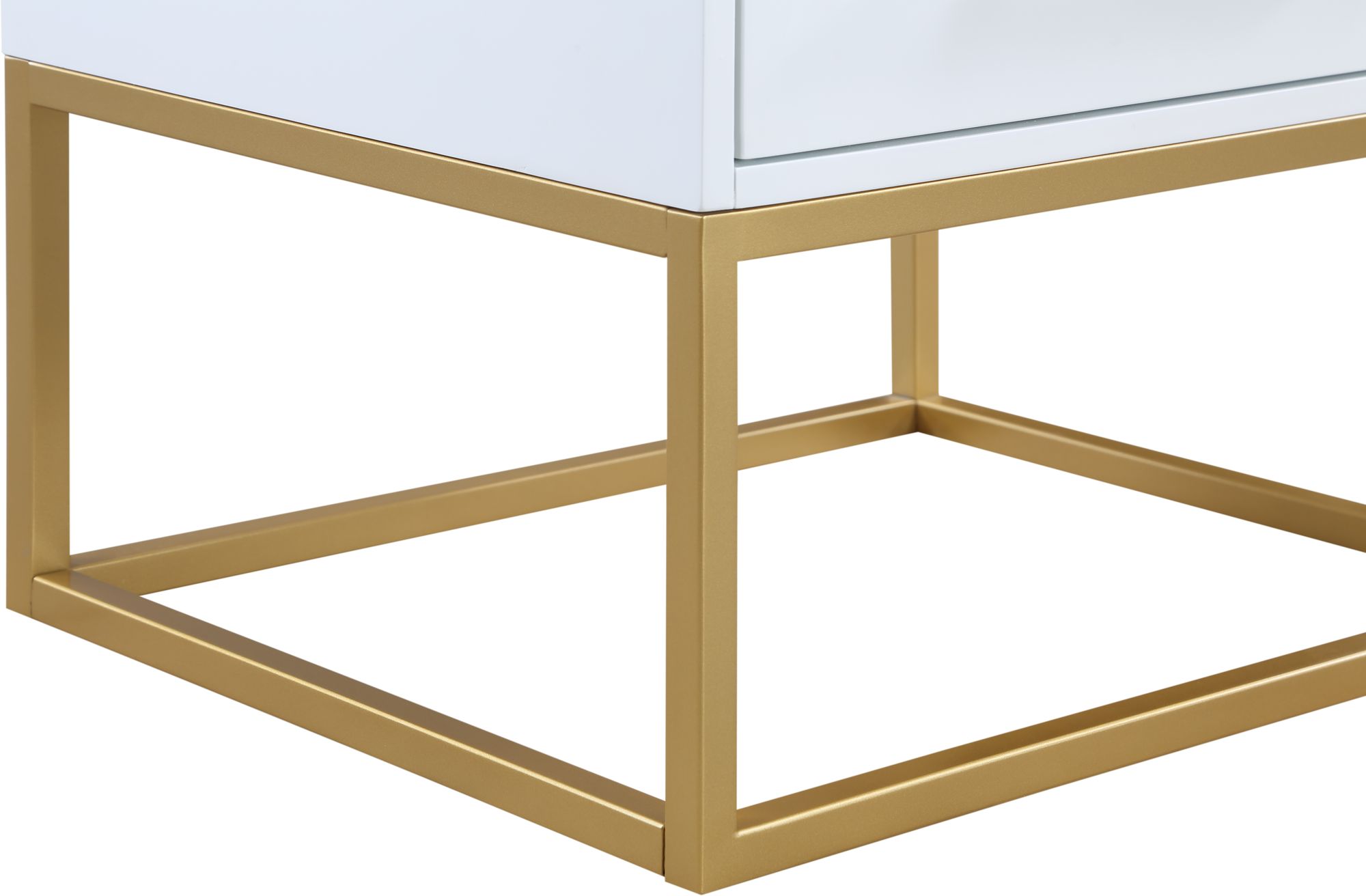 Marisol 3-Drawer Wood Veneer Nightstand with Brushed Gold Metal Legs & Handles