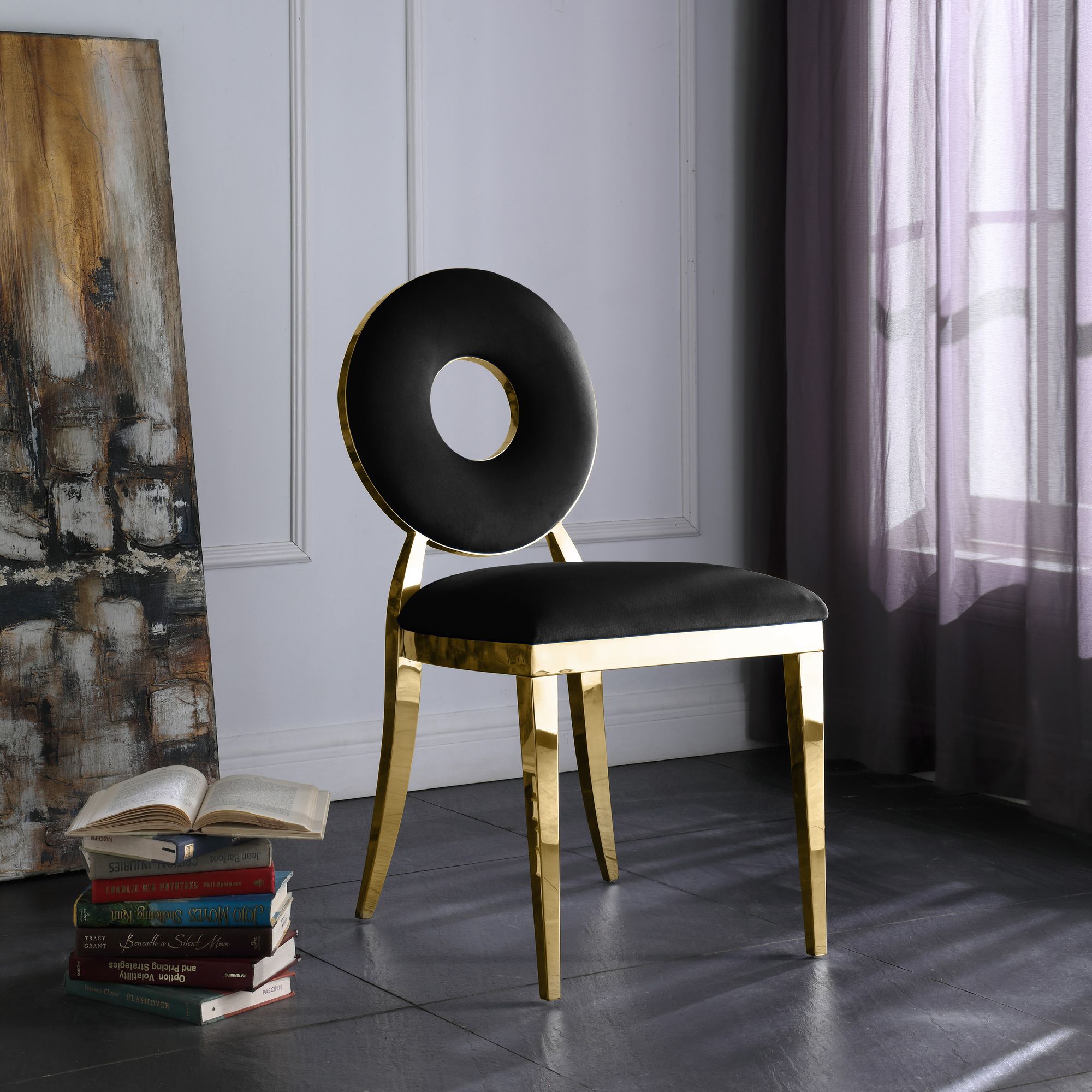 Carousel Velvet Dining Chair with Stainless Steel Frame