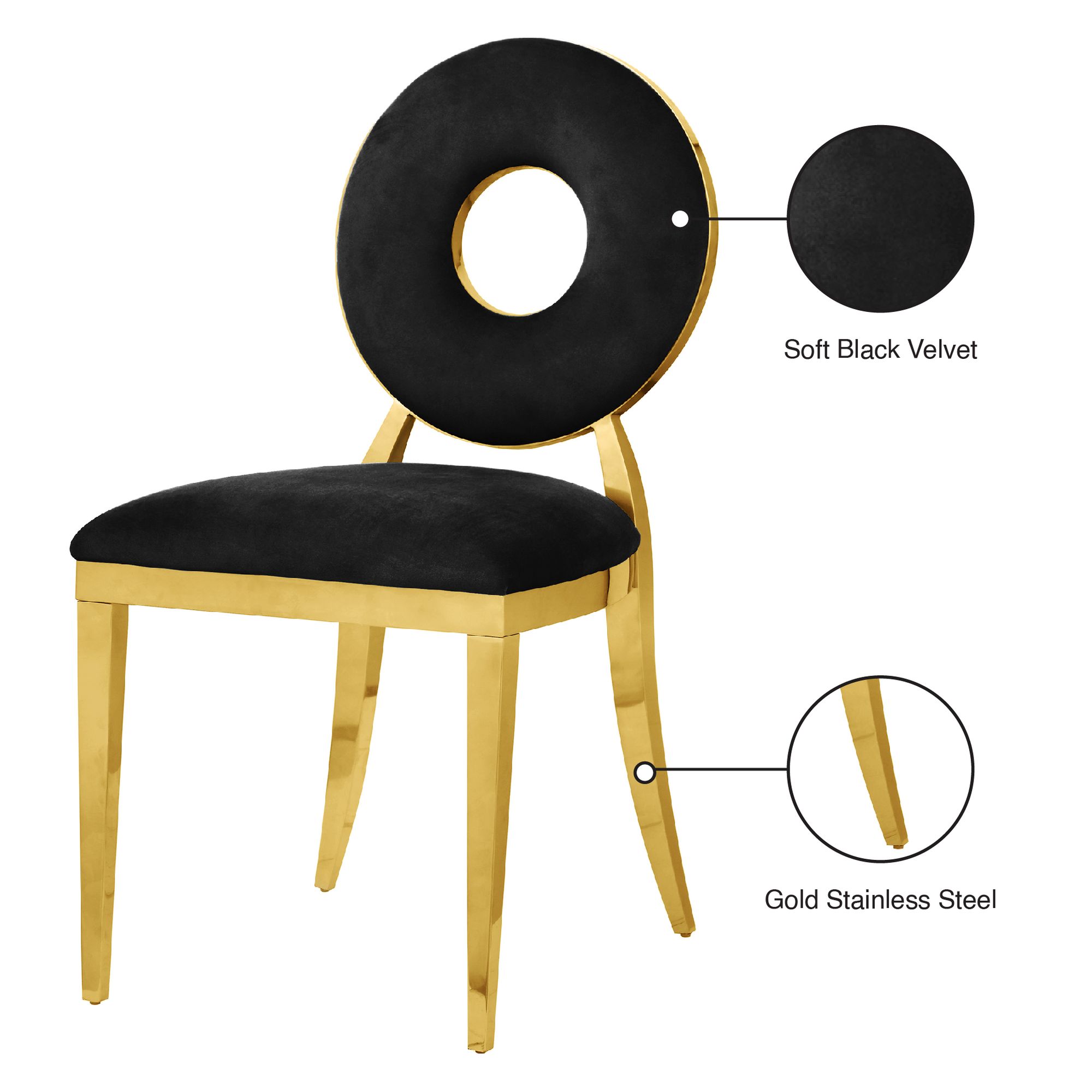 Carousel Velvet Dining Chair with Gold Stainless Steel Frame