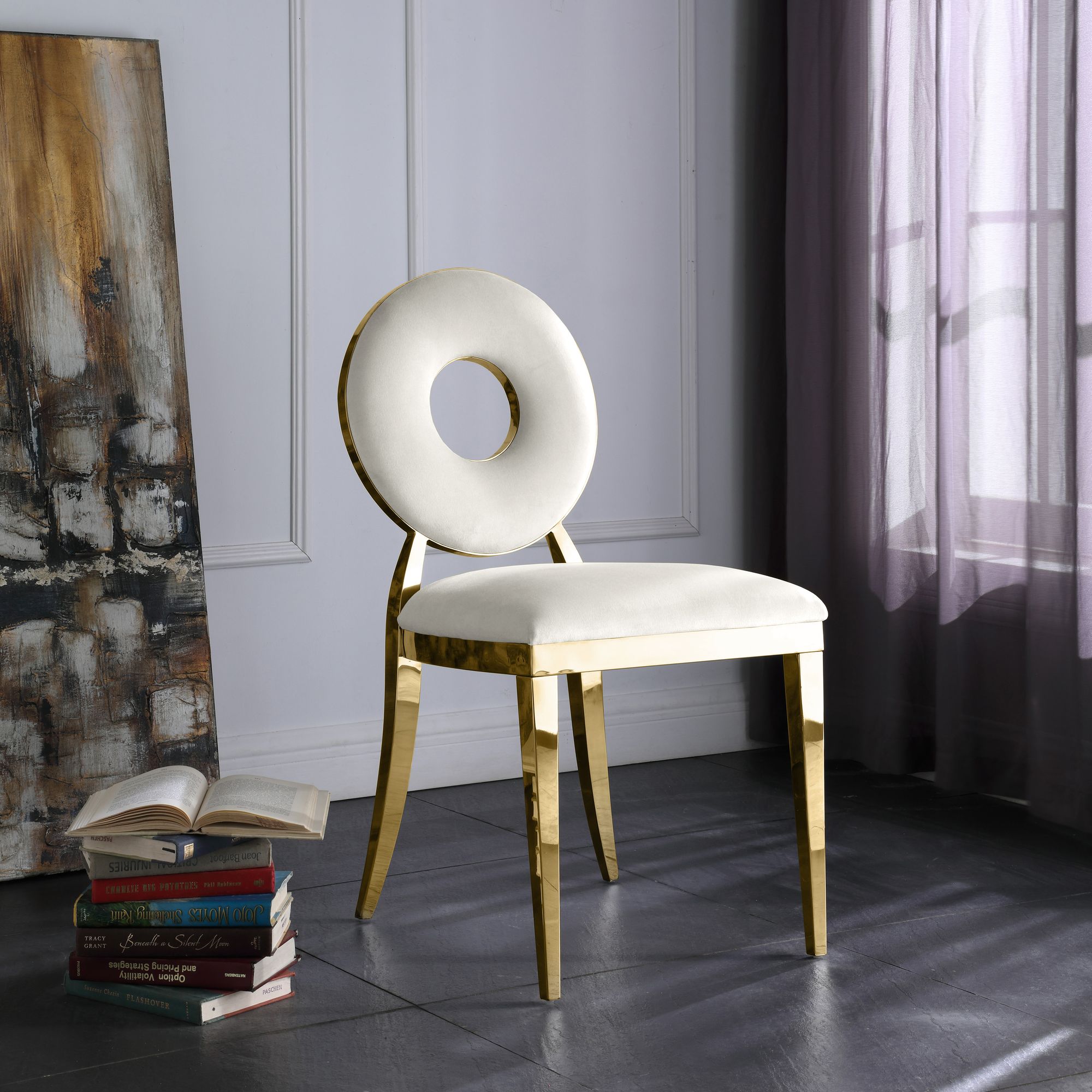 Carousel Velvet Dining Chair with Gold Stainless Steel Frame