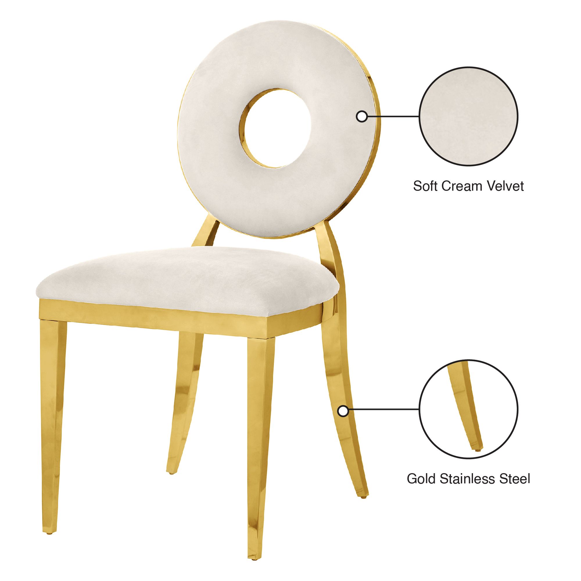 Carousel Velvet Dining Chair with Gold Stainless Steel Frame