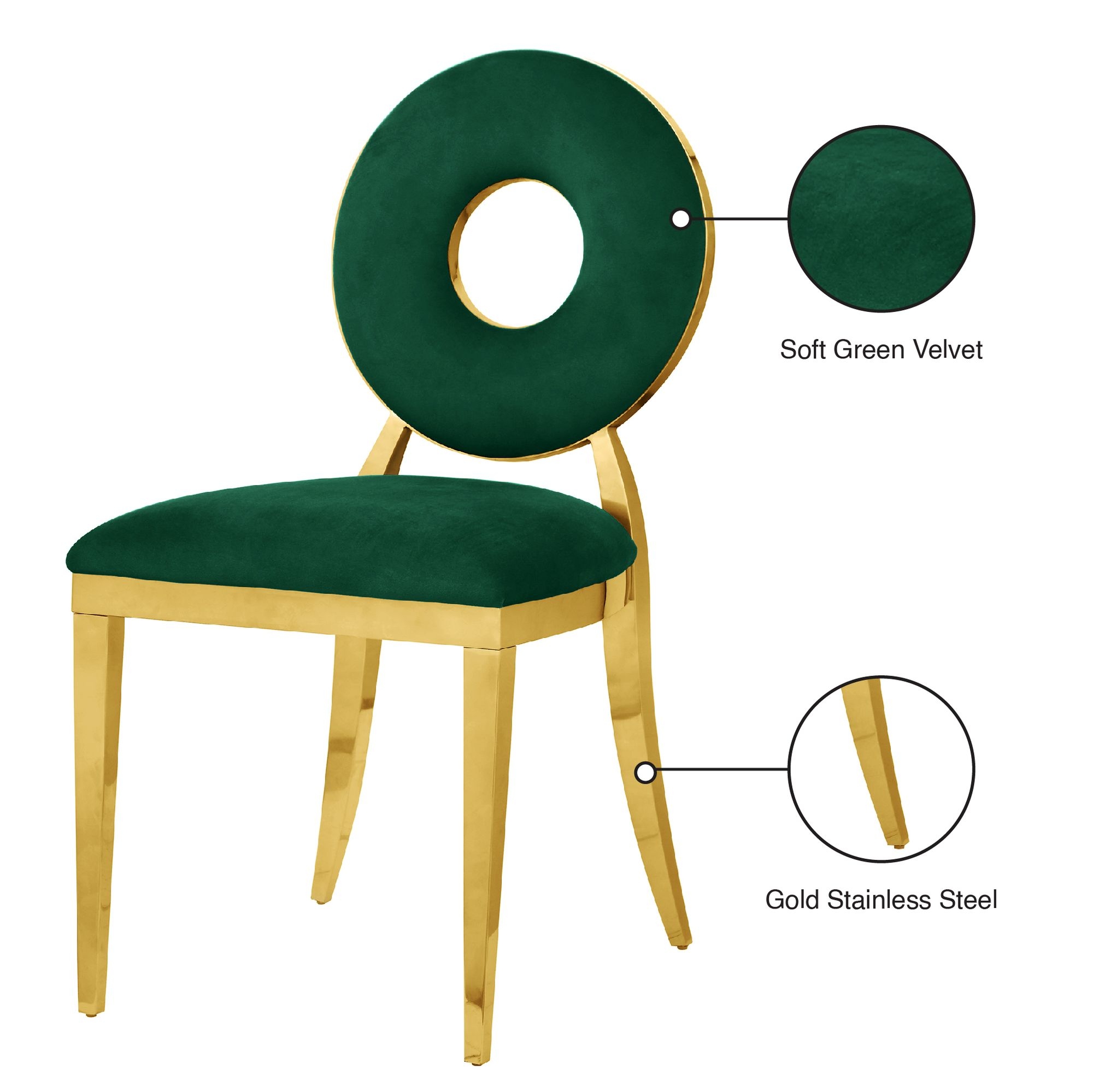 Carousel Velvet Dining Chair with Stainless Steel Frame
