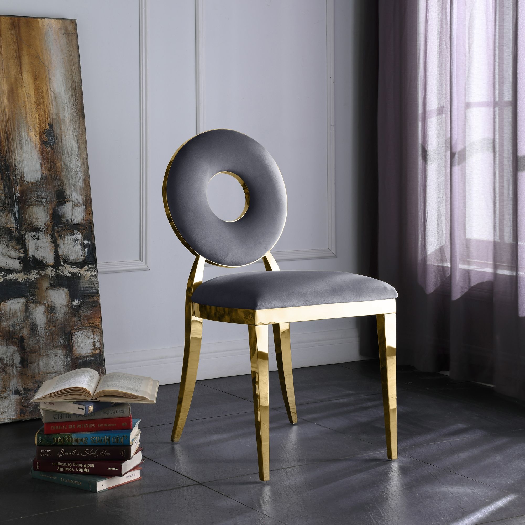 Carousel Velvet Dining Chair with Stainless Steel Frame