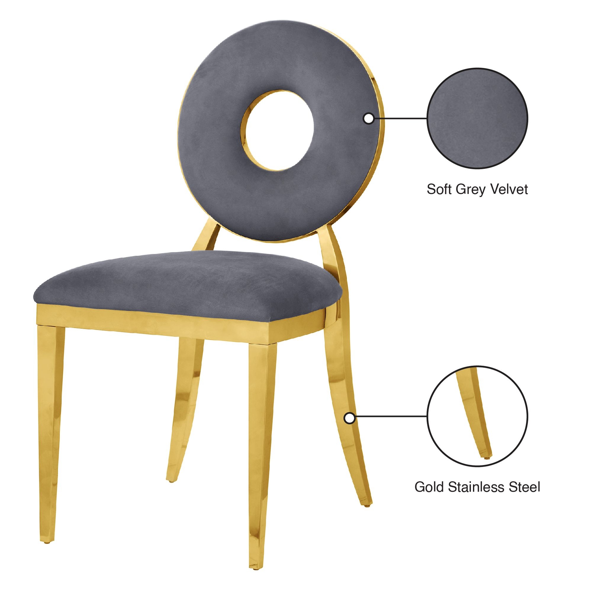 Carousel Velvet Dining Chair with Stainless Steel Frame