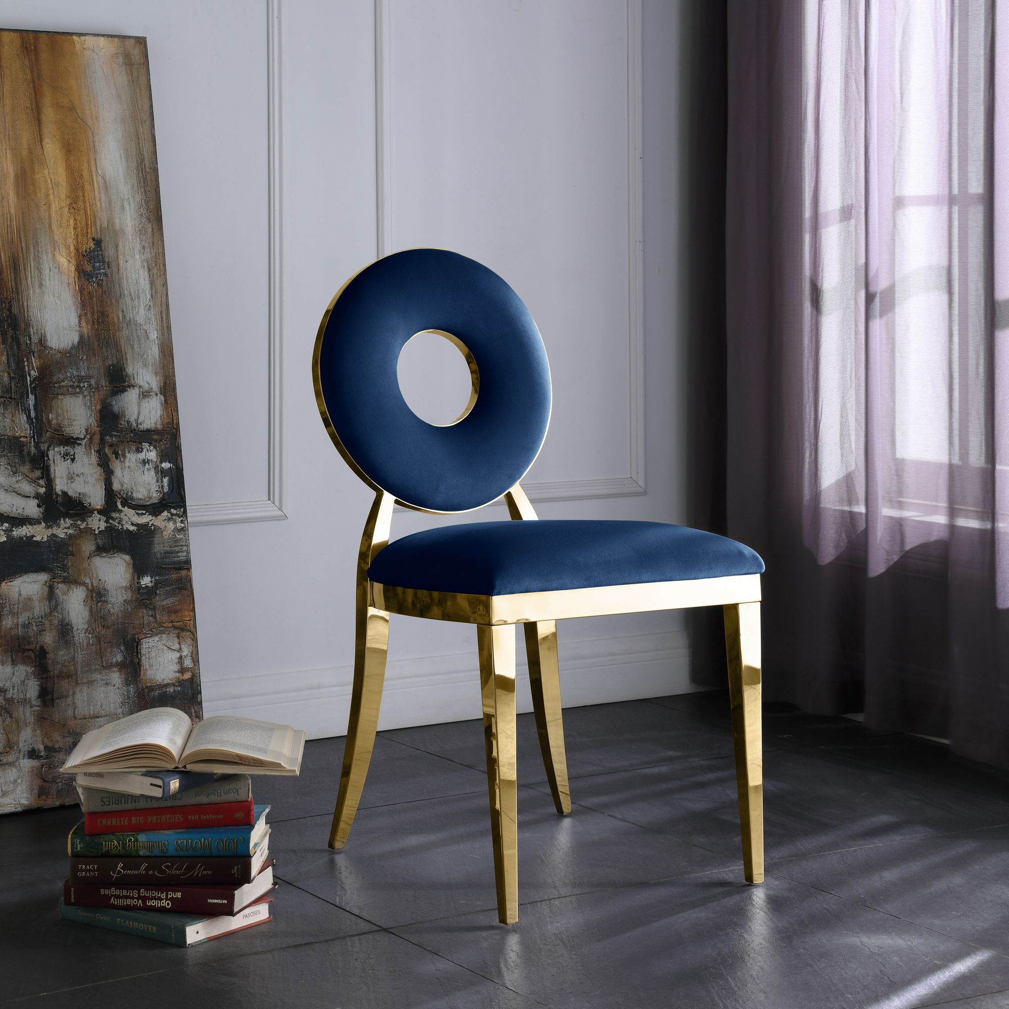 Carousel Velvet Dining Chair with Gold Stainless Steel Frame