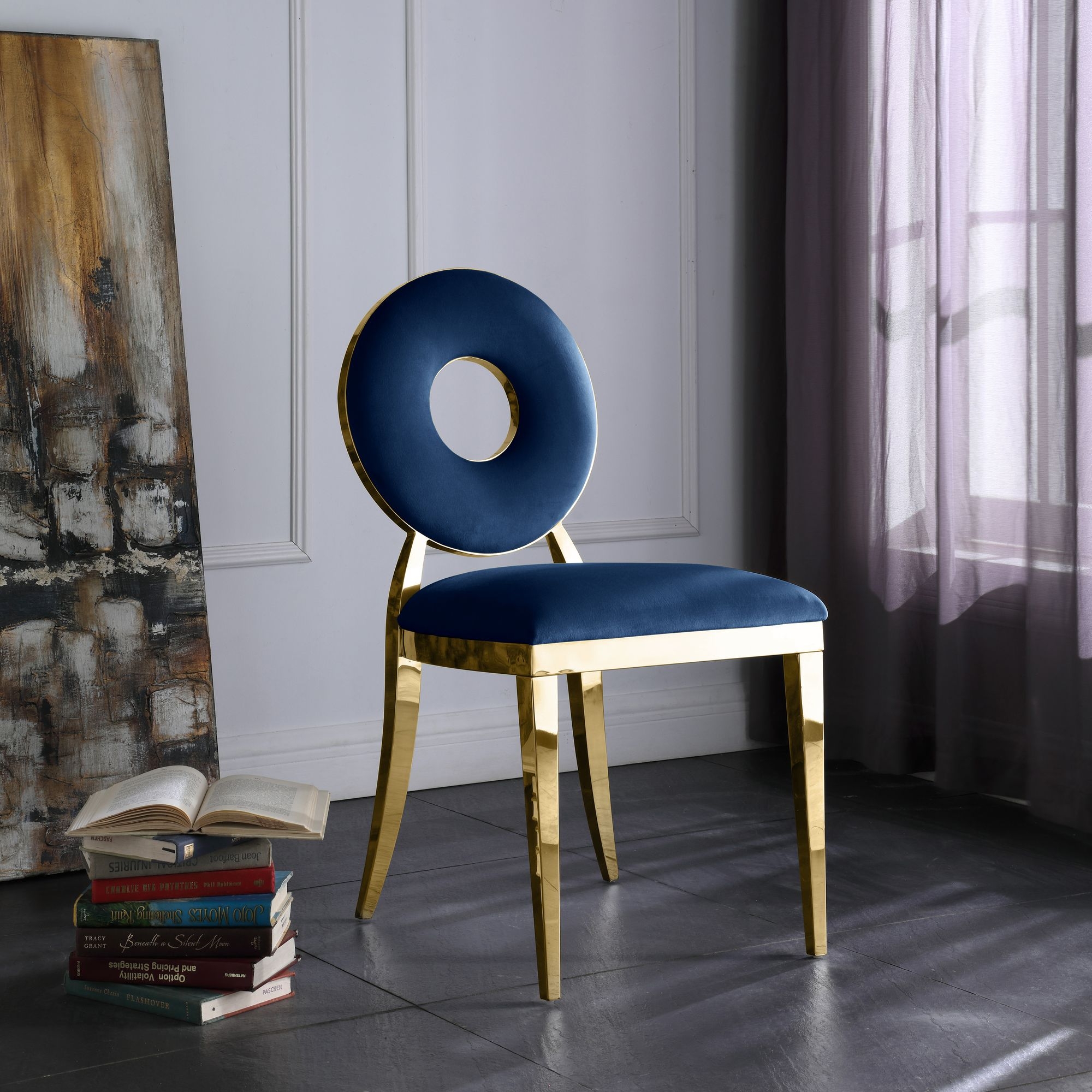 Carousel Velvet Dining Chair with Stainless Steel Frame