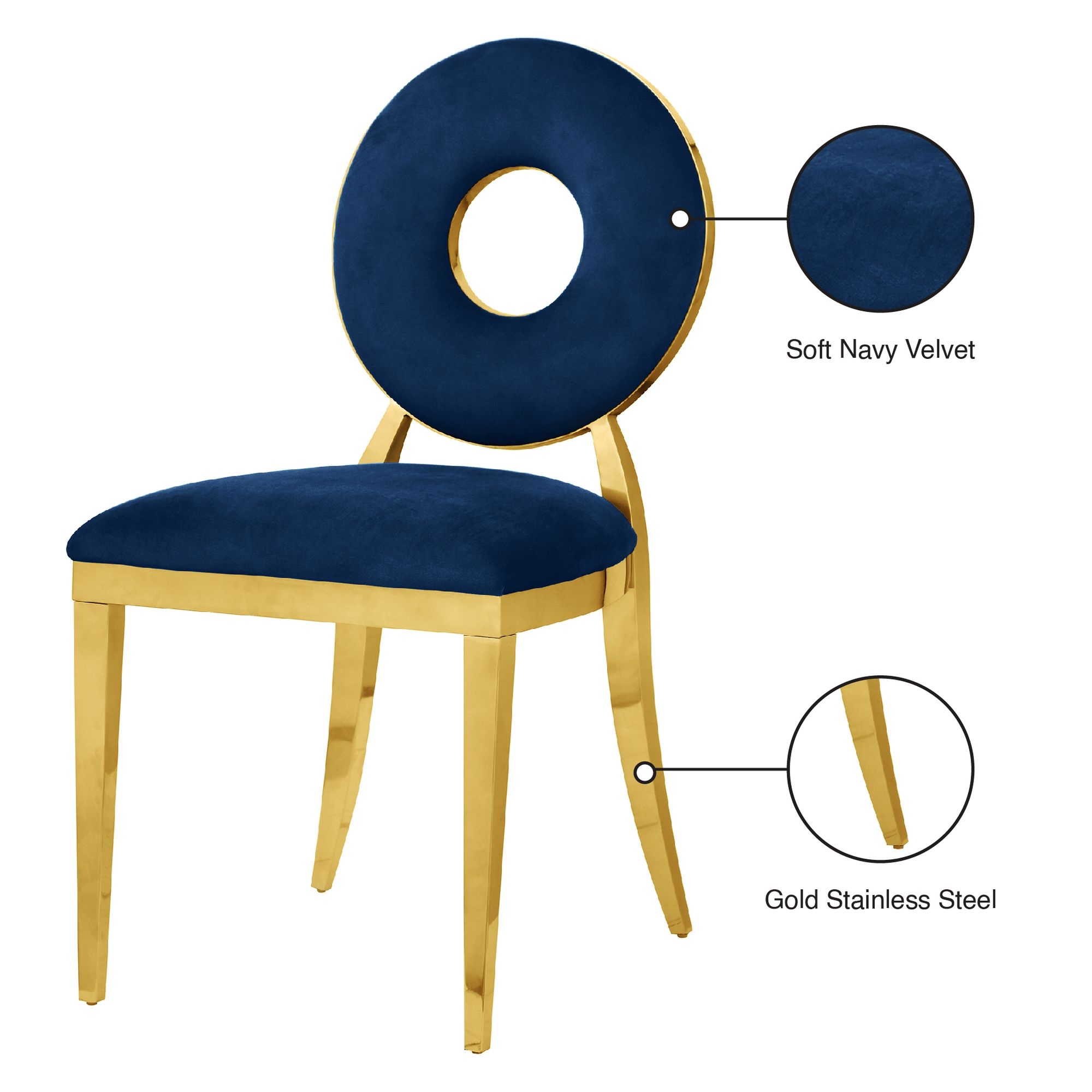 Carousel Velvet Dining Chair with Stainless Steel Frame