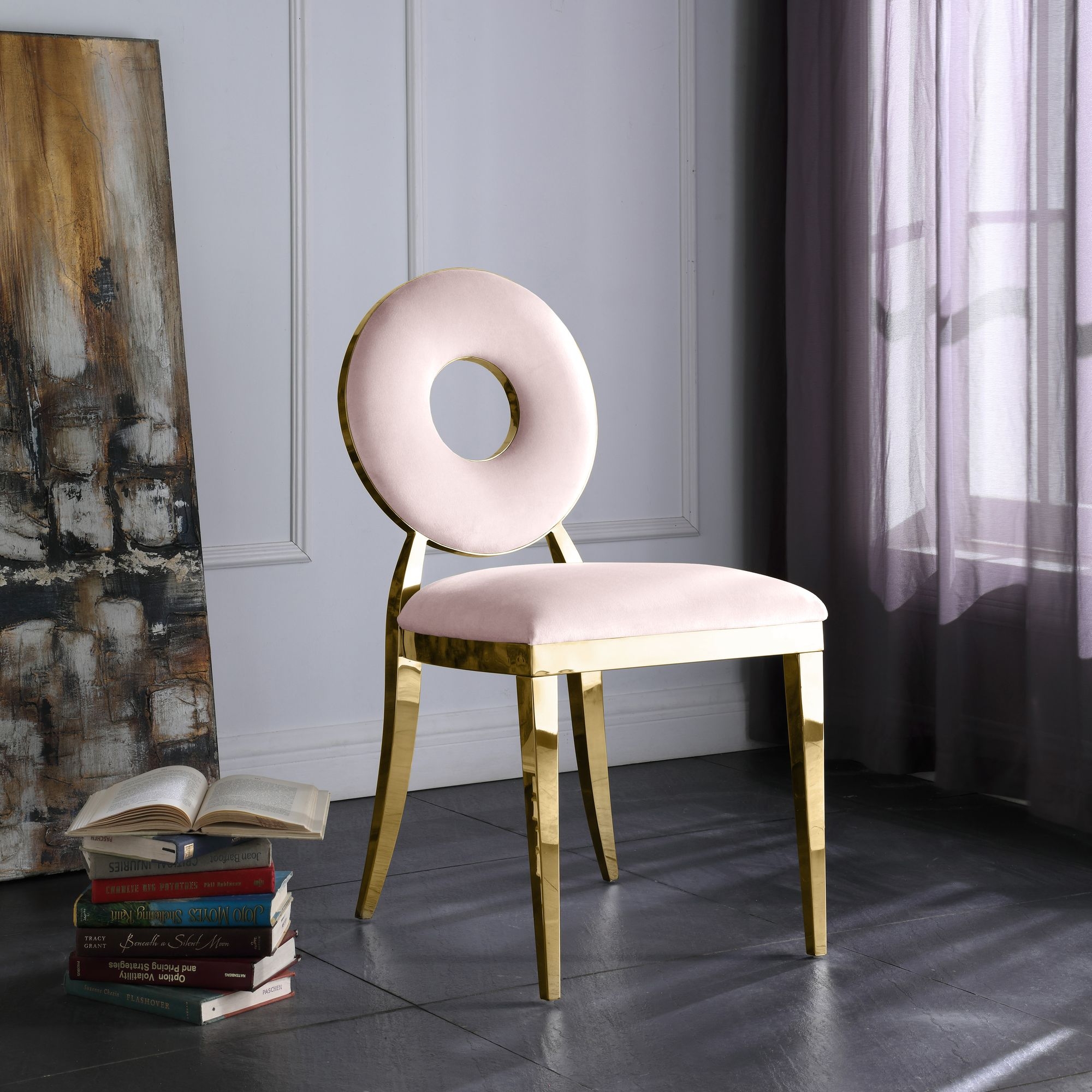 Carousel Velvet Dining Chair with Stainless Steel Frame