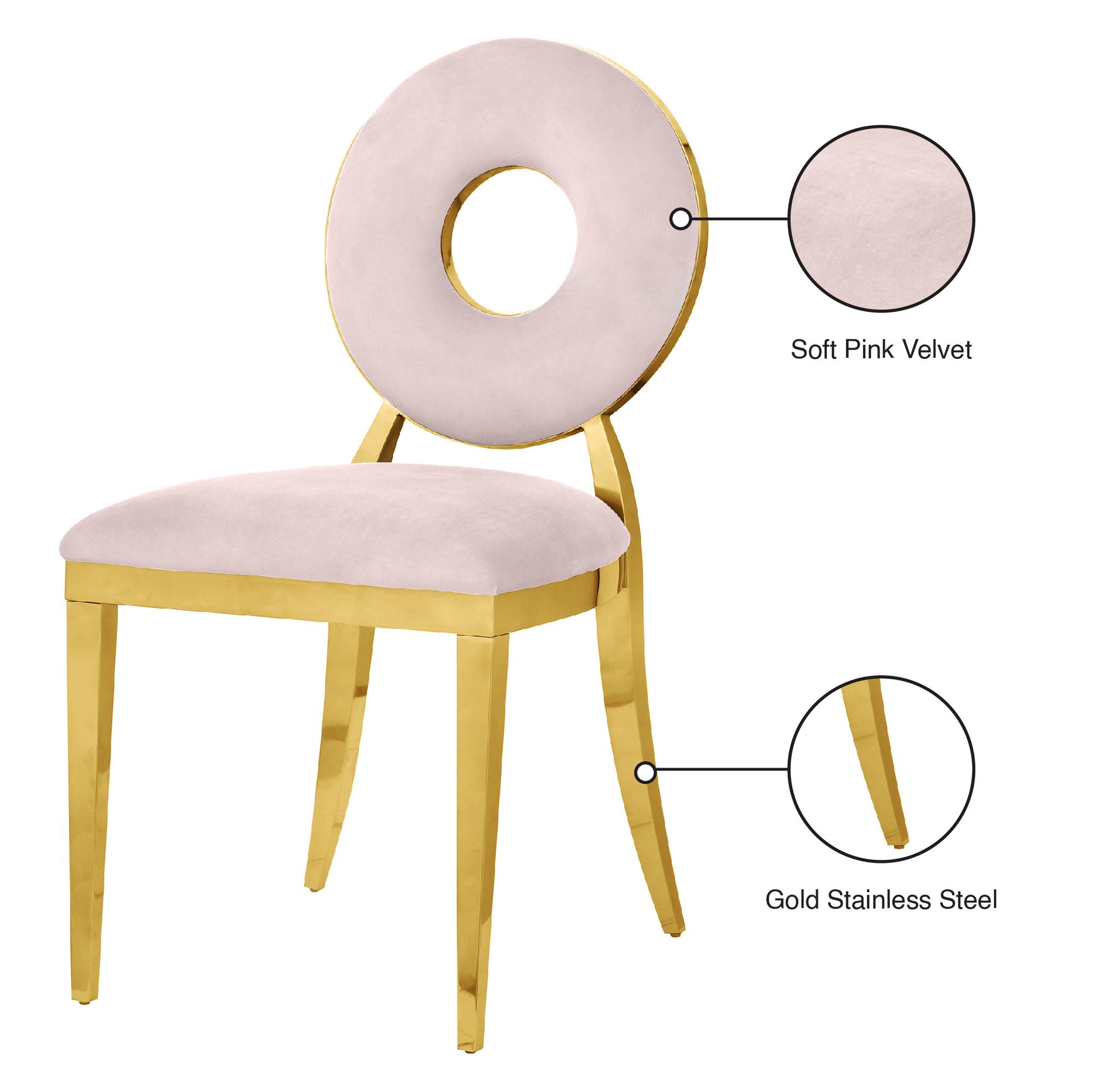 Carousel Velvet Dining Chair with Gold Stainless Steel Frame