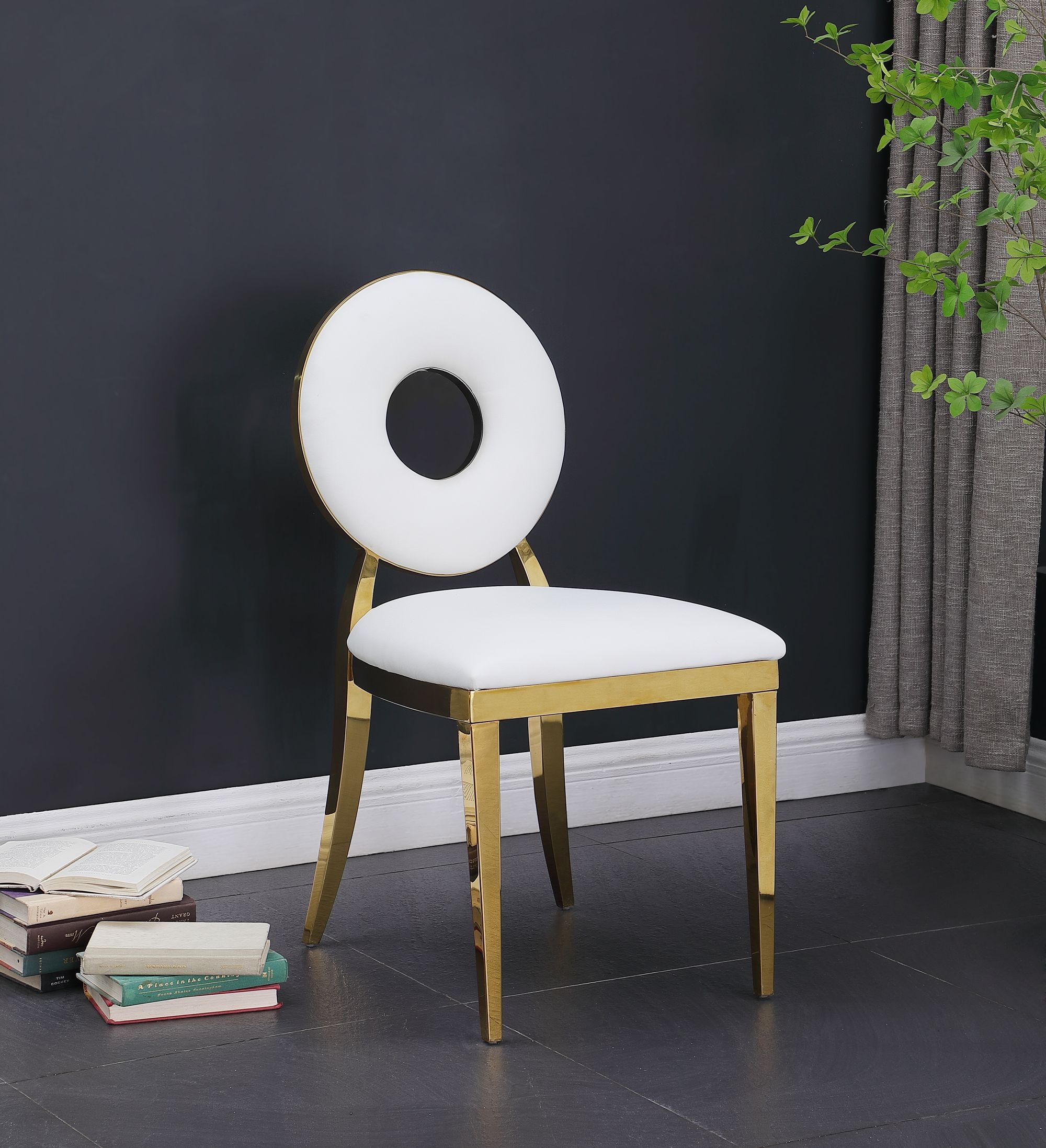 Carousel Velvet Dining Chair with Stainless Steel Frame