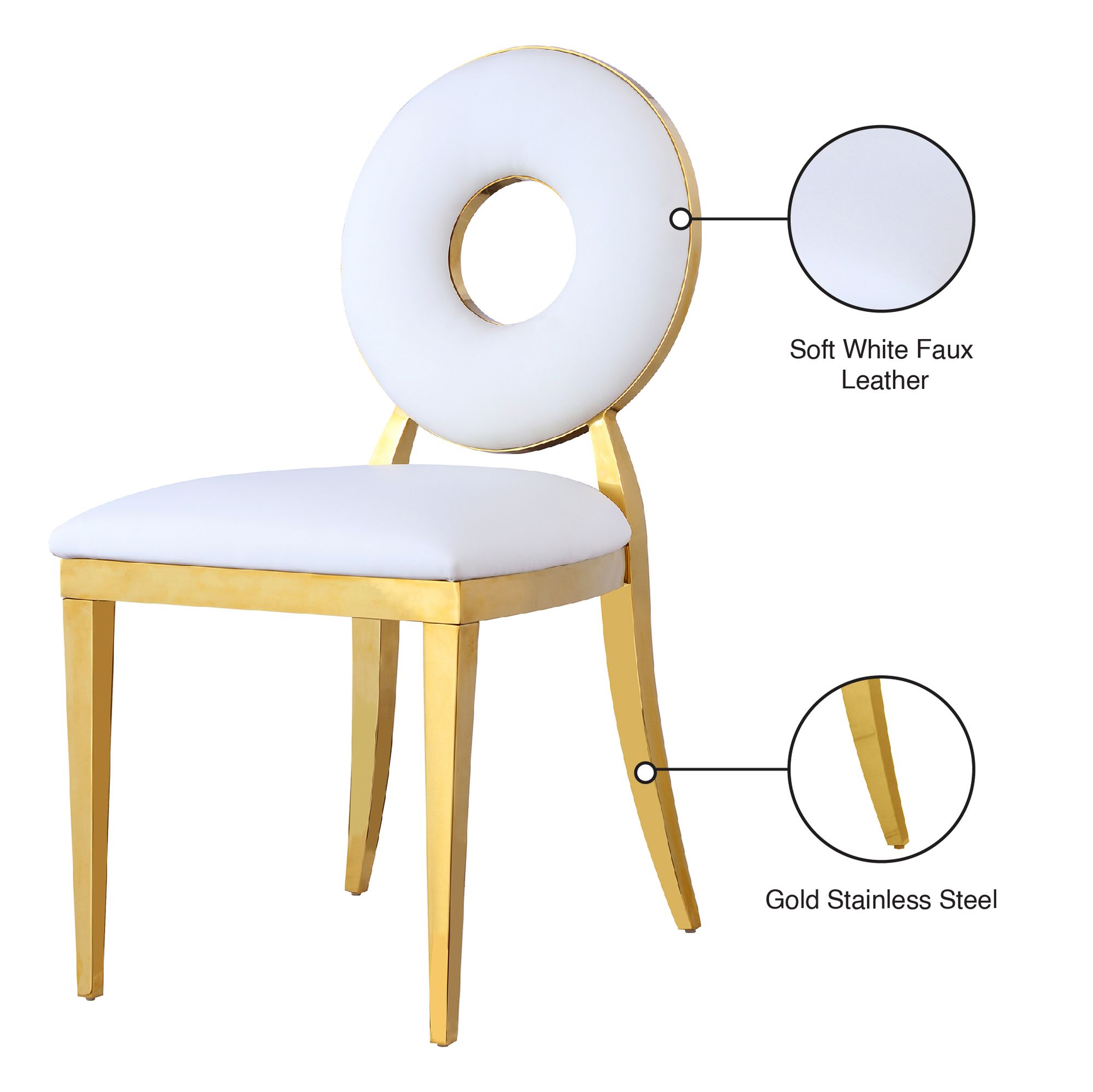 Carousel Faux Leather Dining Chair with Gold Stainless Steel Frame