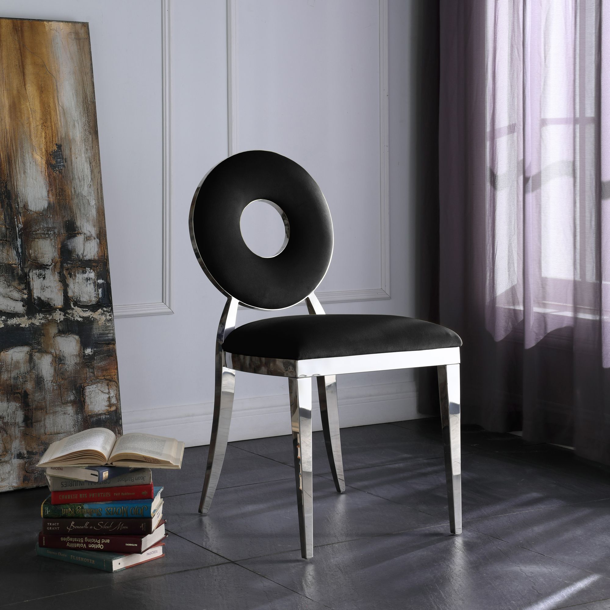 Carousel Velvet Dining Chair with Chrome Stainless Steel Frame