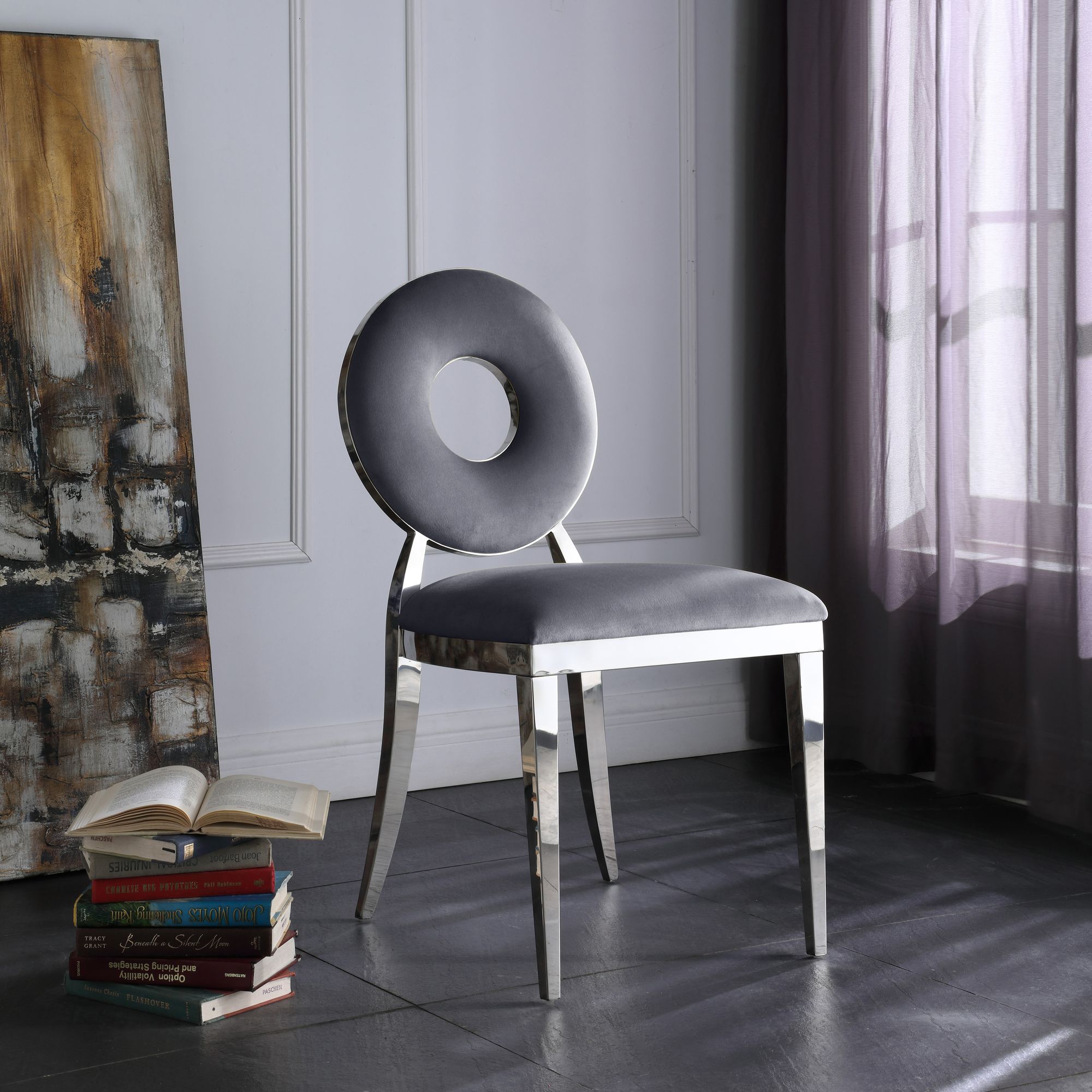Carousel Velvet Dining Chair with Chrome Stainless Steel Frame