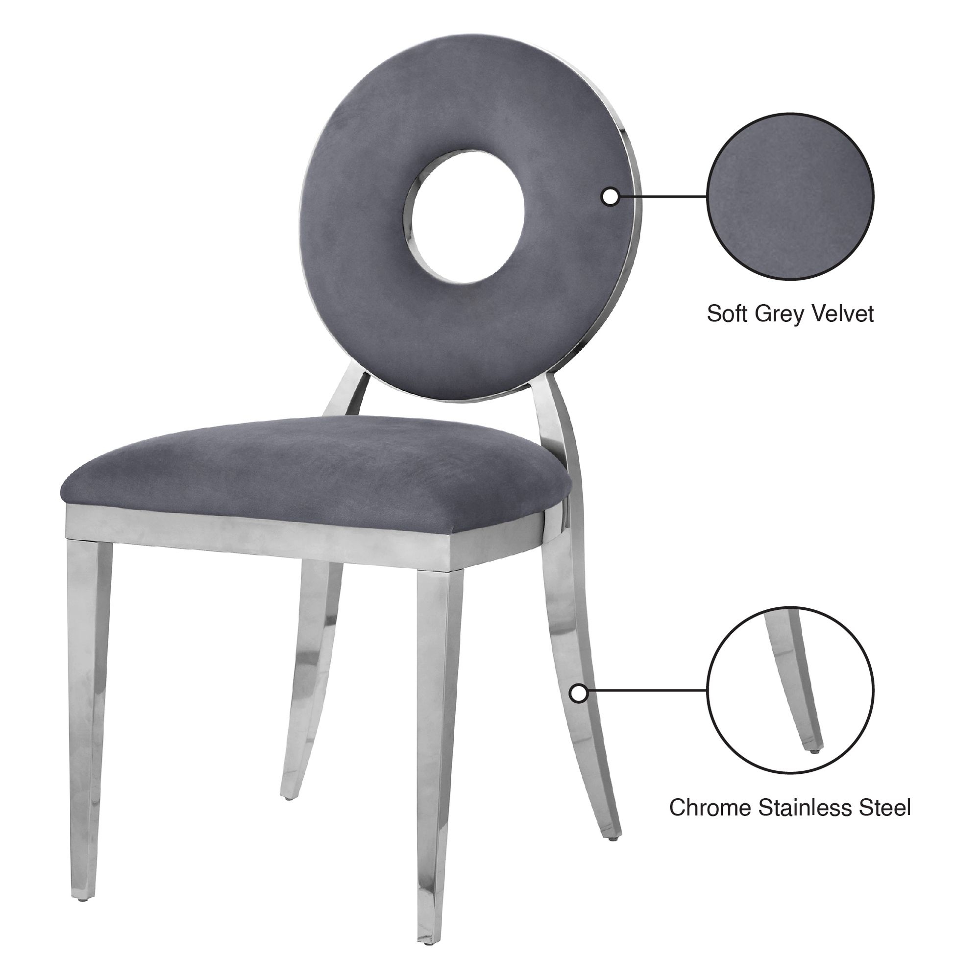 Carousel Velvet Dining Chair with Stainless Steel Frame