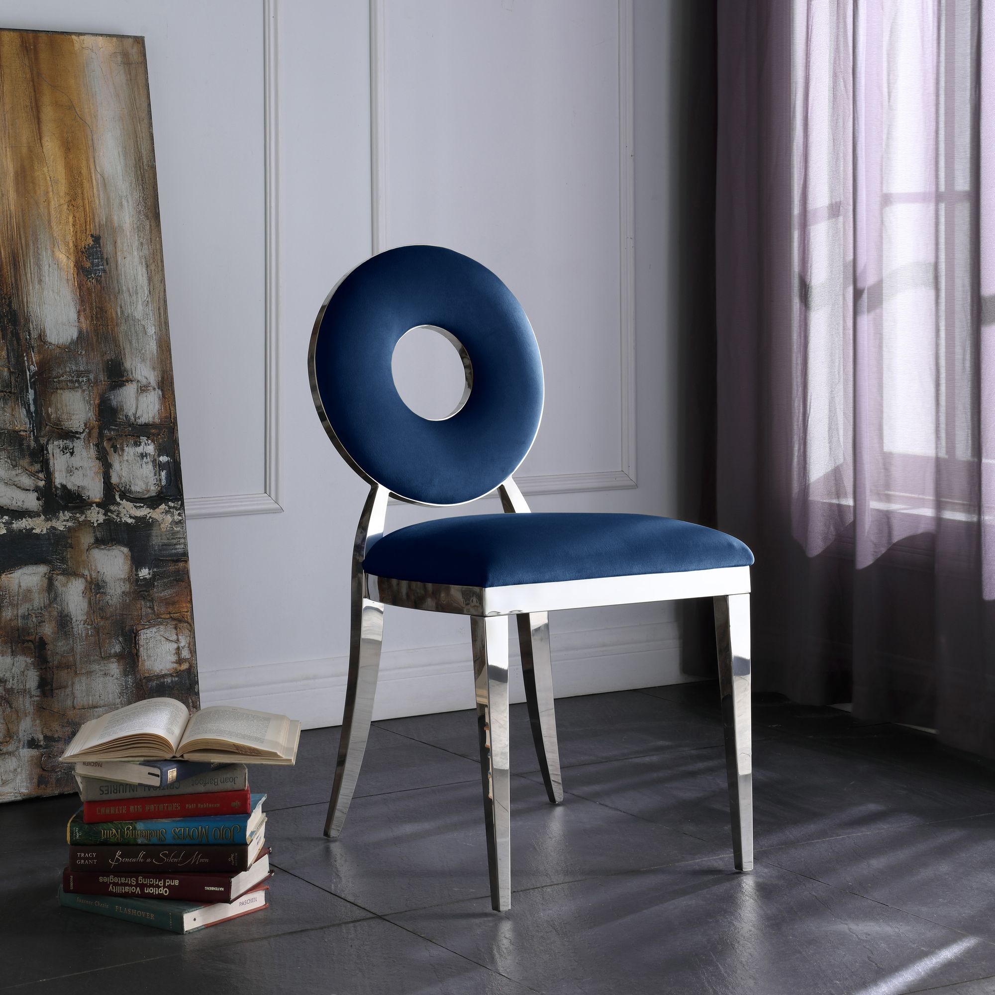Carousel Velvet Dining Chair with Chrome Stainless Steel Frame