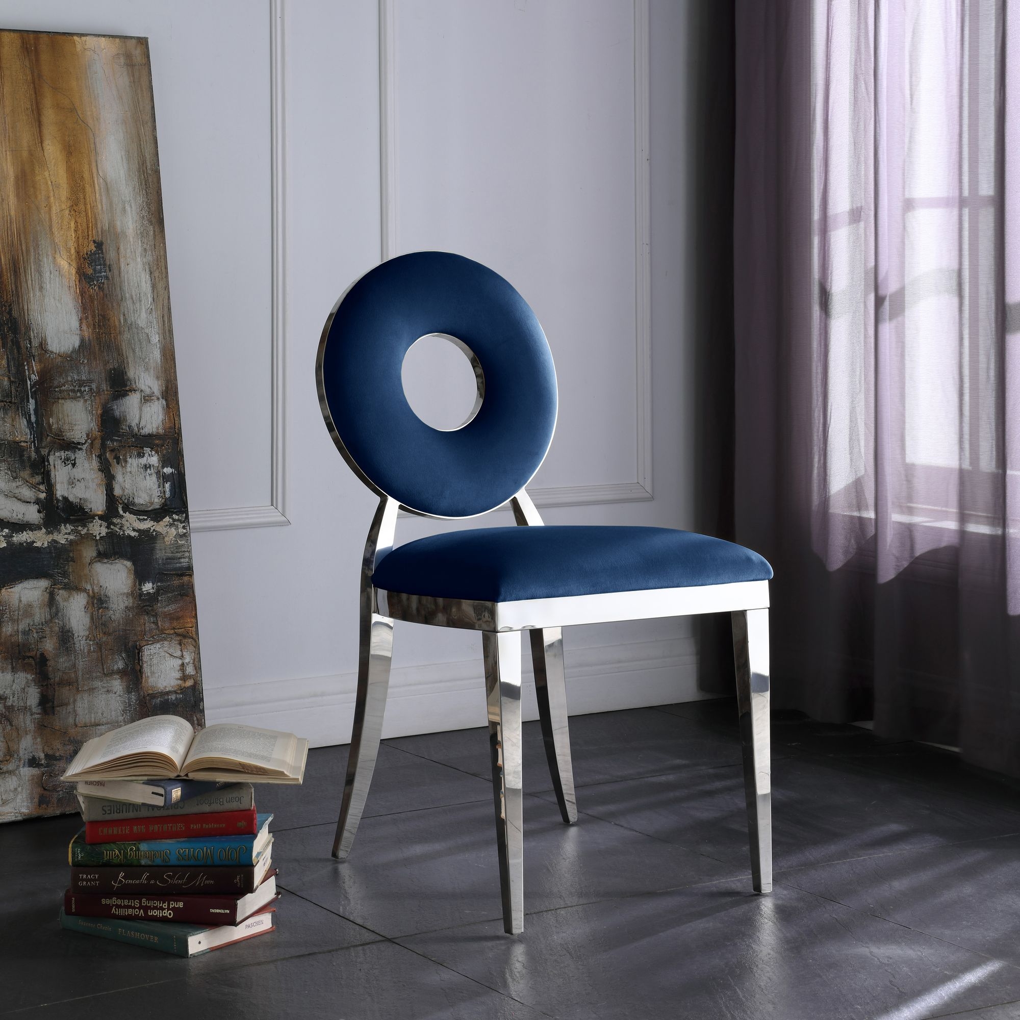 Carousel Velvet Dining Chair with Stainless Steel Frame