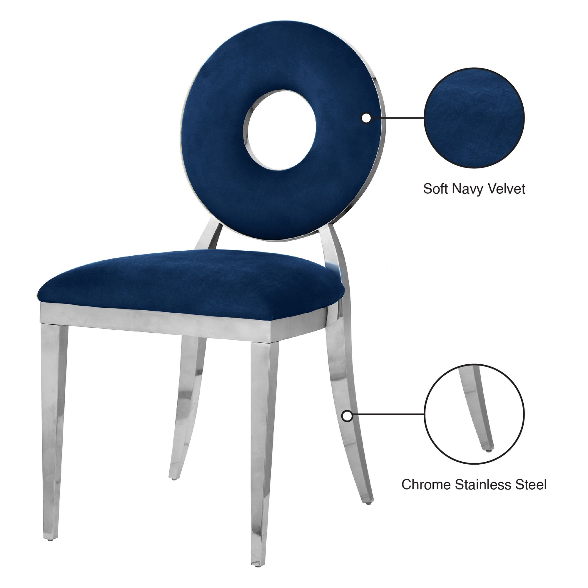Carousel Velvet Dining Chair with Stainless Steel Frame