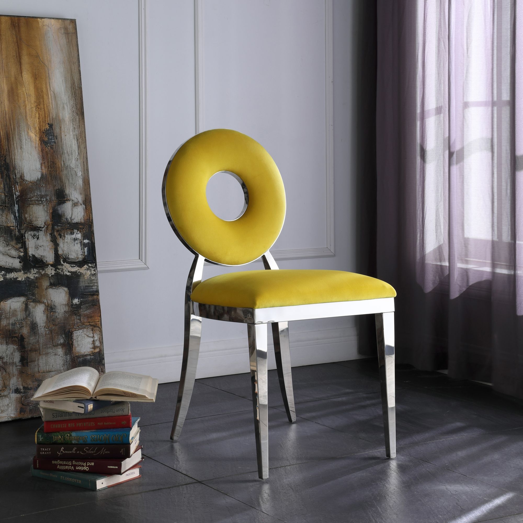Carousel Velvet Dining Chair with Stainless Steel Frame