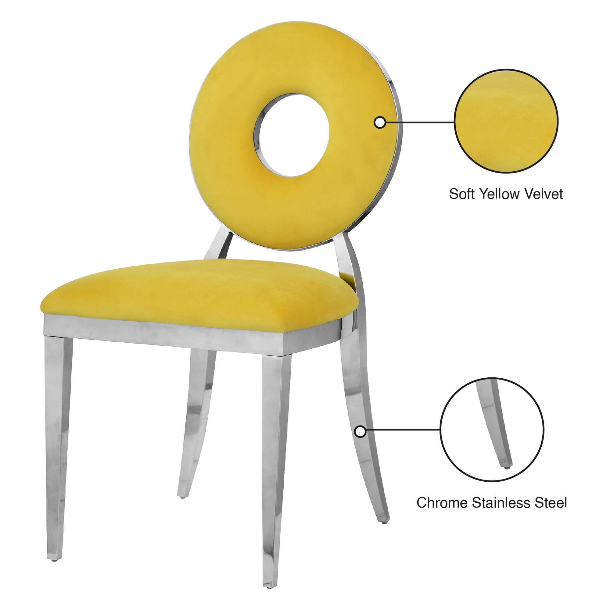 Carousel Velvet Dining Chair with Chrome Stainless Steel Frame