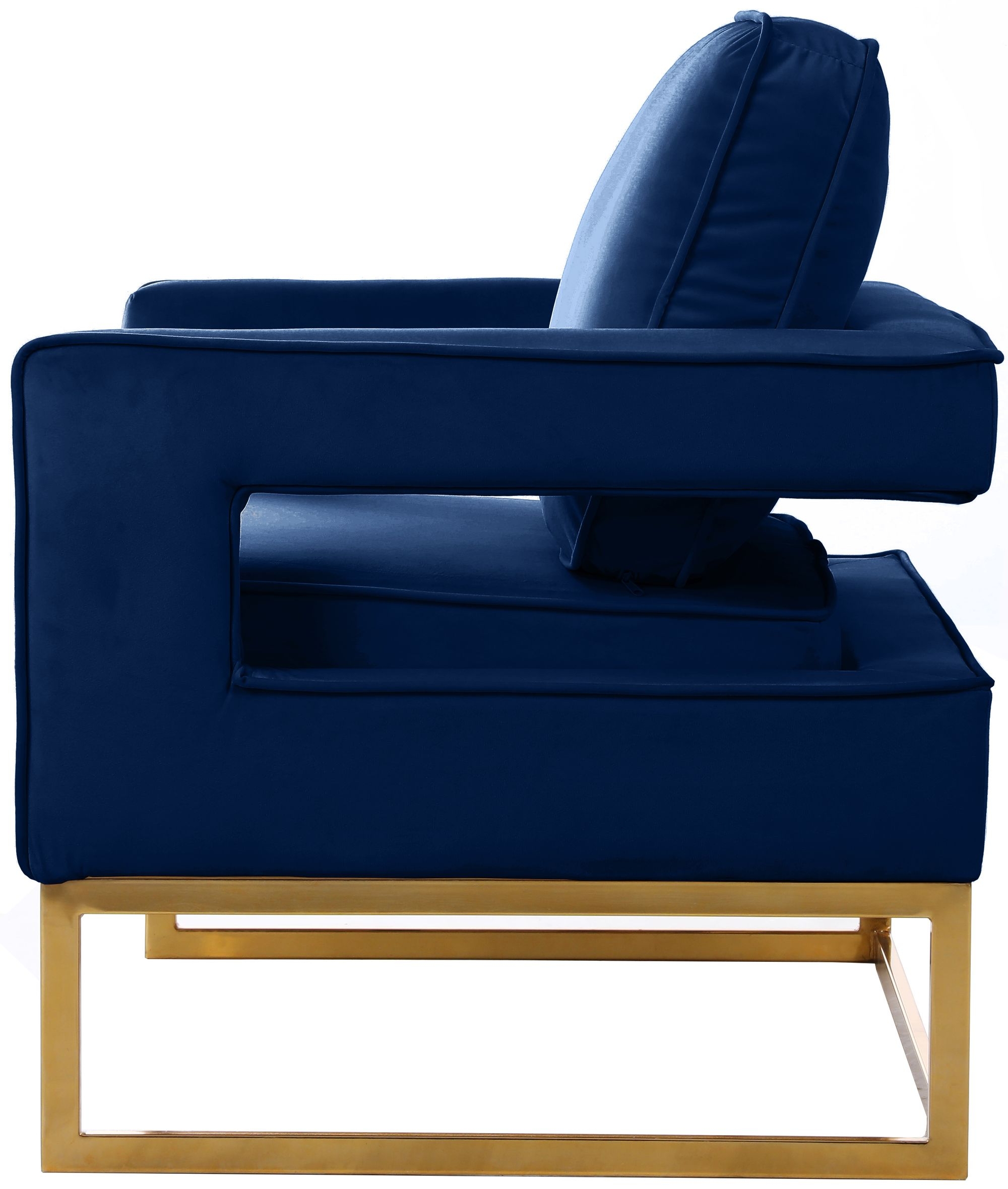Noah Velvet Accent Chair with Gold Stainless Steel Base