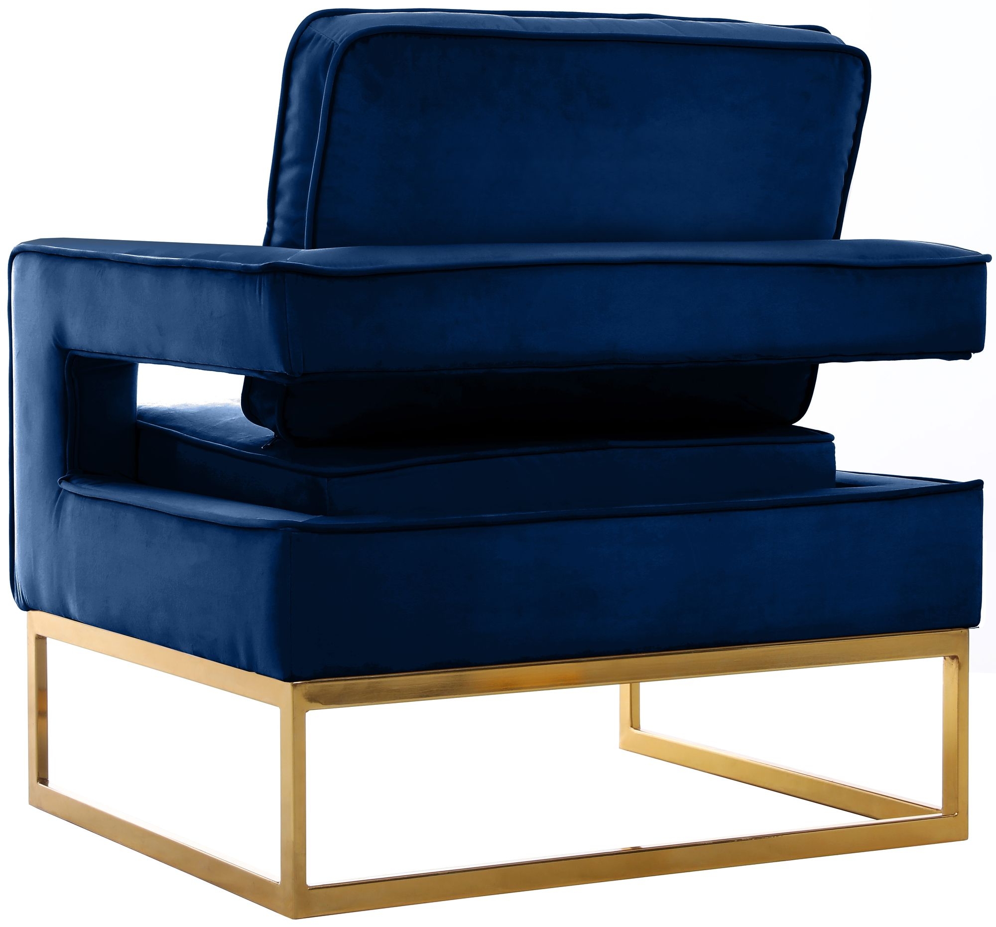 Noah Velvet Accent Chair with Gold Stainless Steel Base