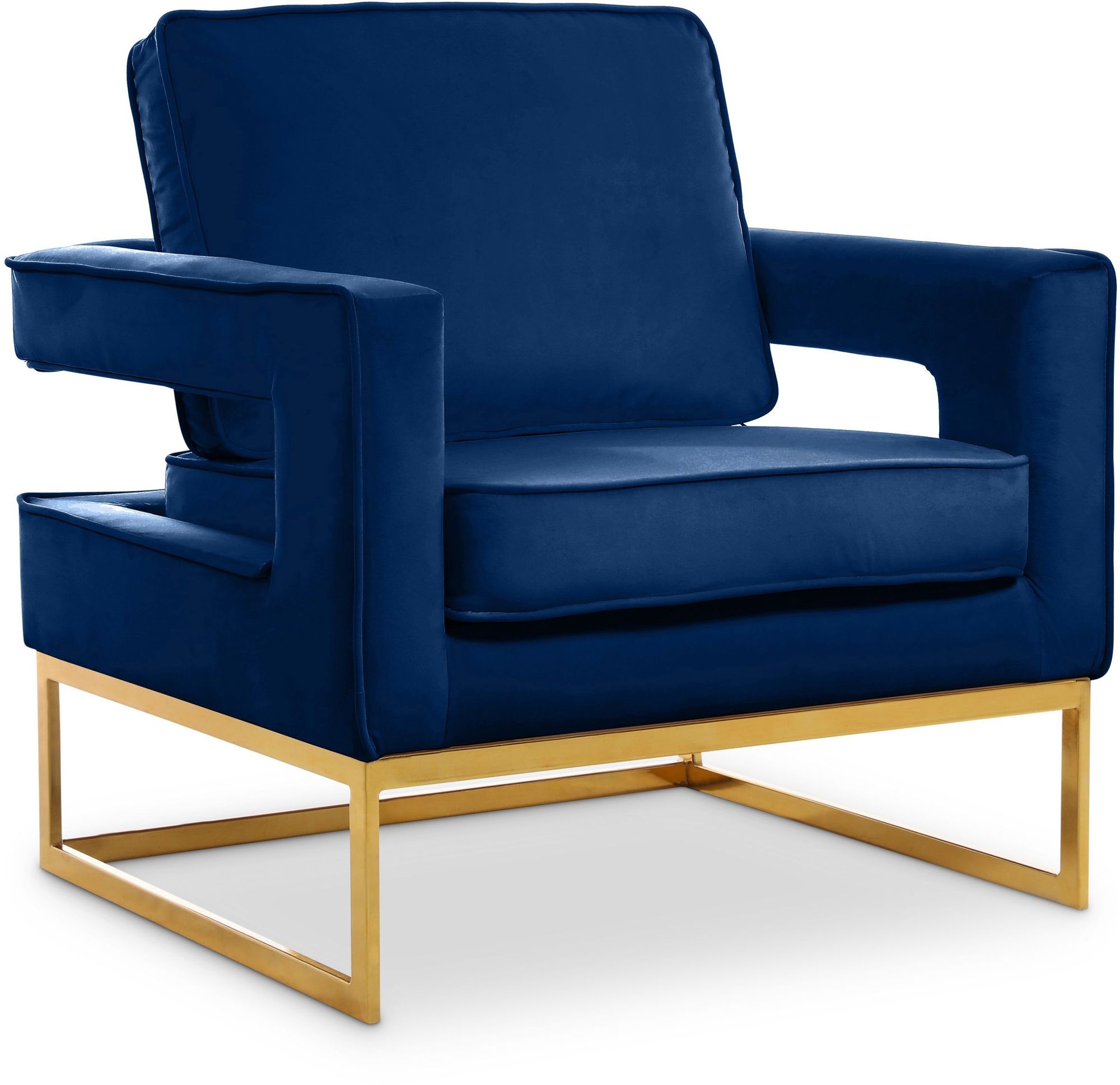 Noah Velvet Accent Chair with Gold Stainless Steel Base