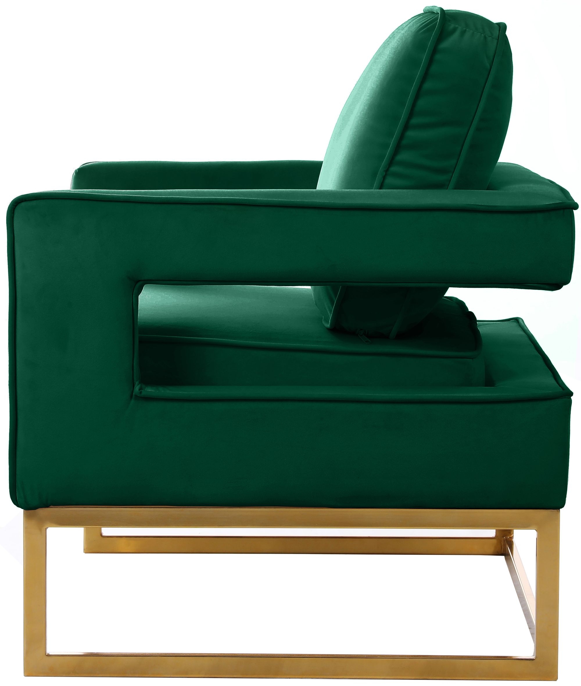 Noah Velvet Accent Chair with Gold Stainless Steel Base