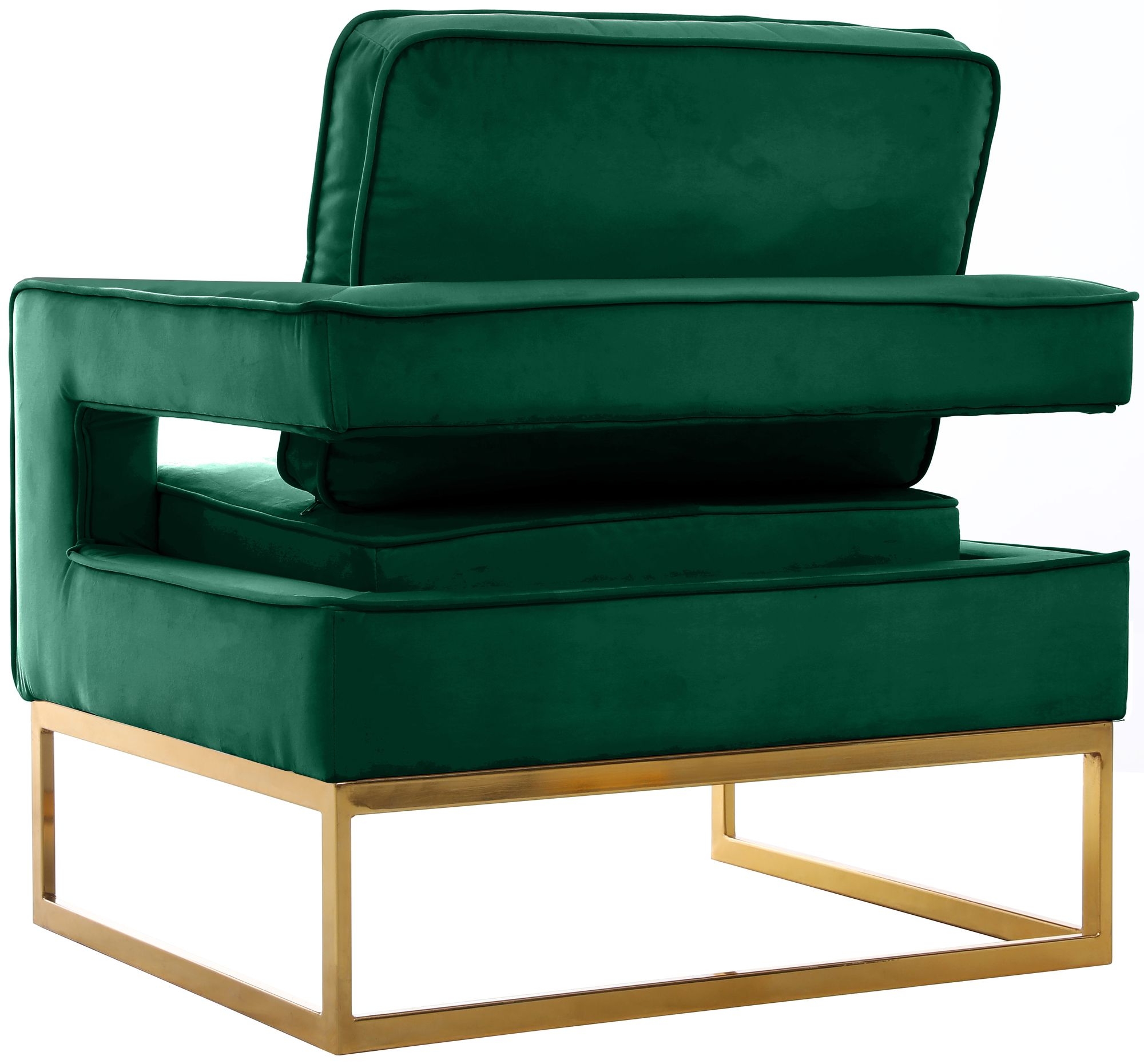 Noah Velvet Accent Chair with Gold Stainless Steel Base