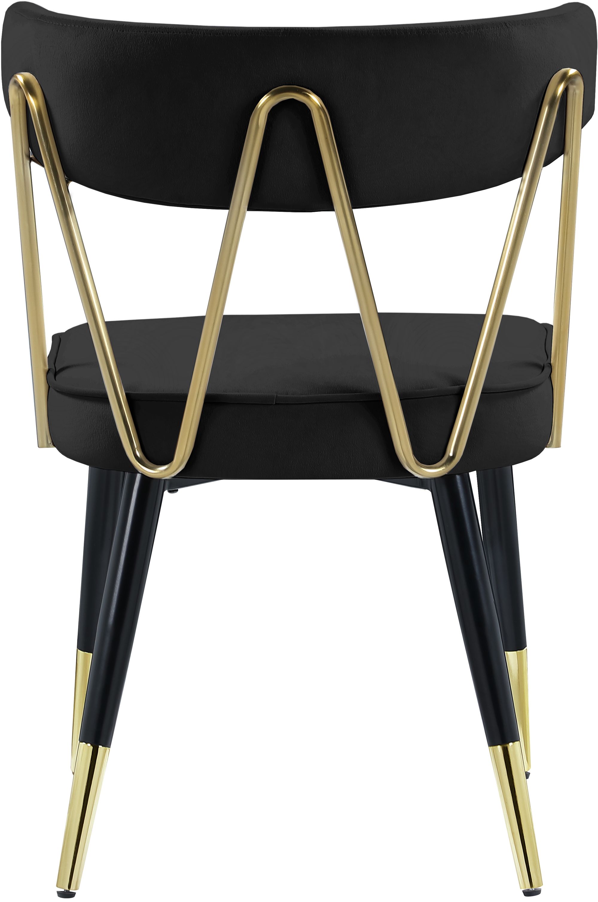 Rheingold Velvet Dining Chair with Matte Black Metal Legs & Gold Tips