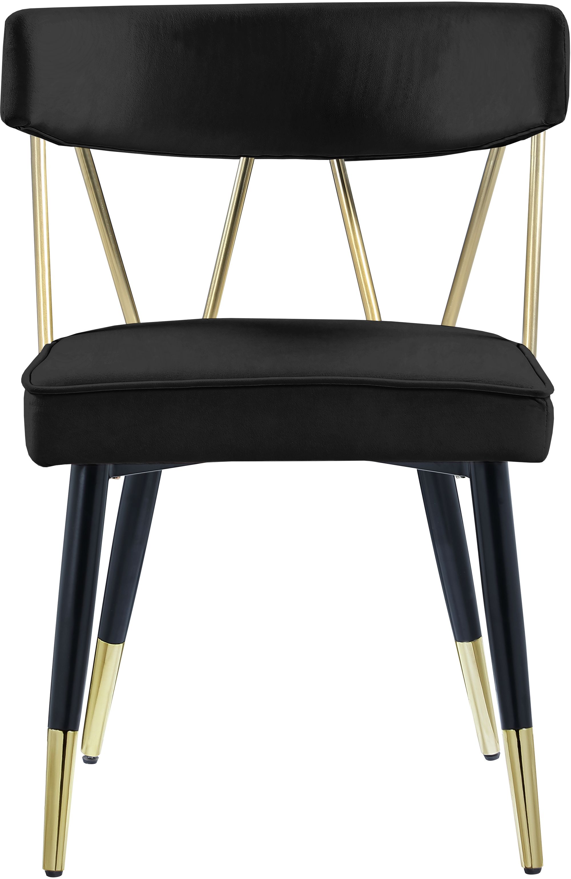 Rheingold Velvet Dining Chair with Matte Black Metal Legs & Gold Tips
