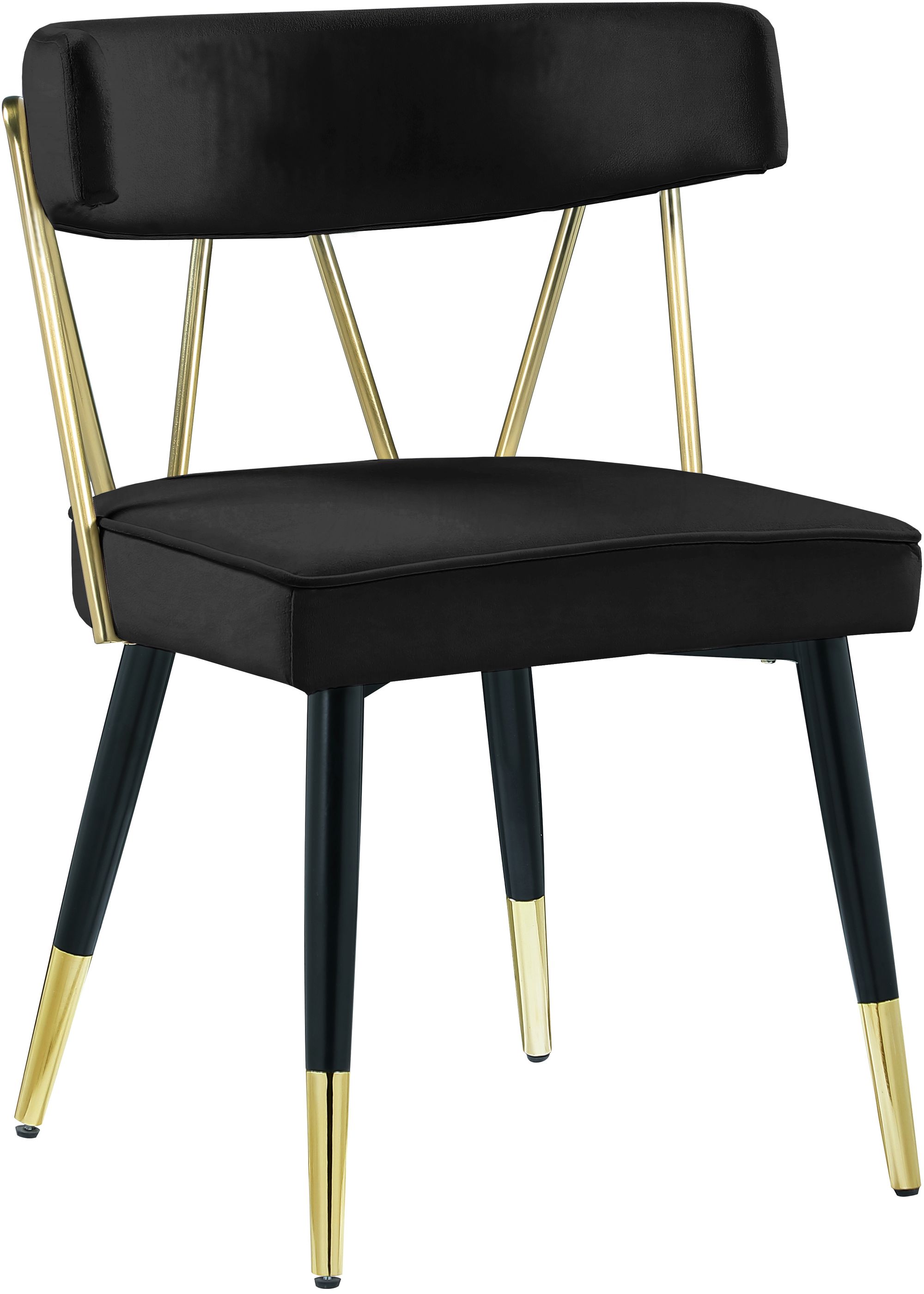 Rheingold Velvet Dining Chair with Matte Black Metal Legs & Gold Tips