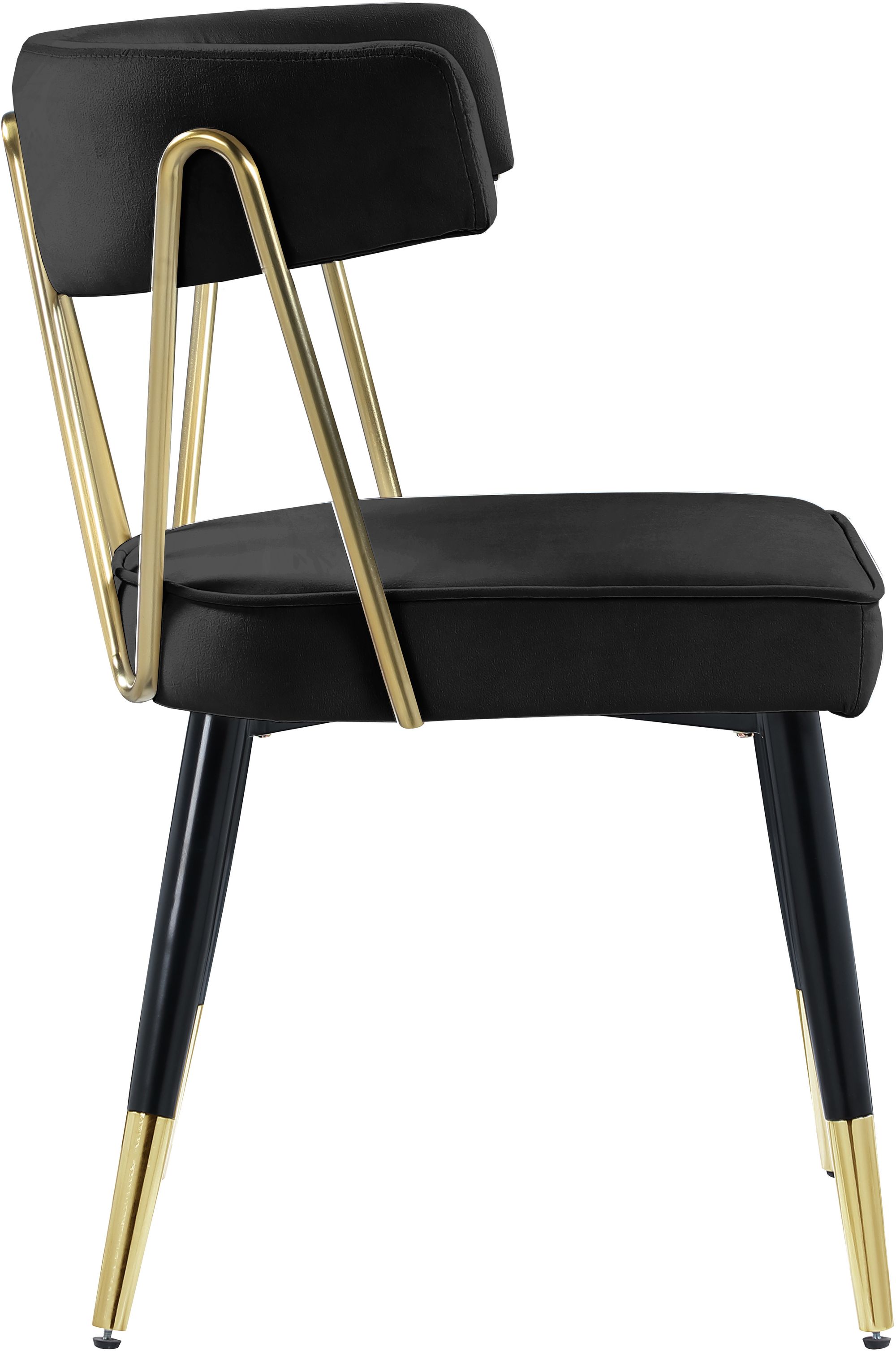 Rheingold Velvet Dining Chair with Matte Black Metal Legs & Gold Tips