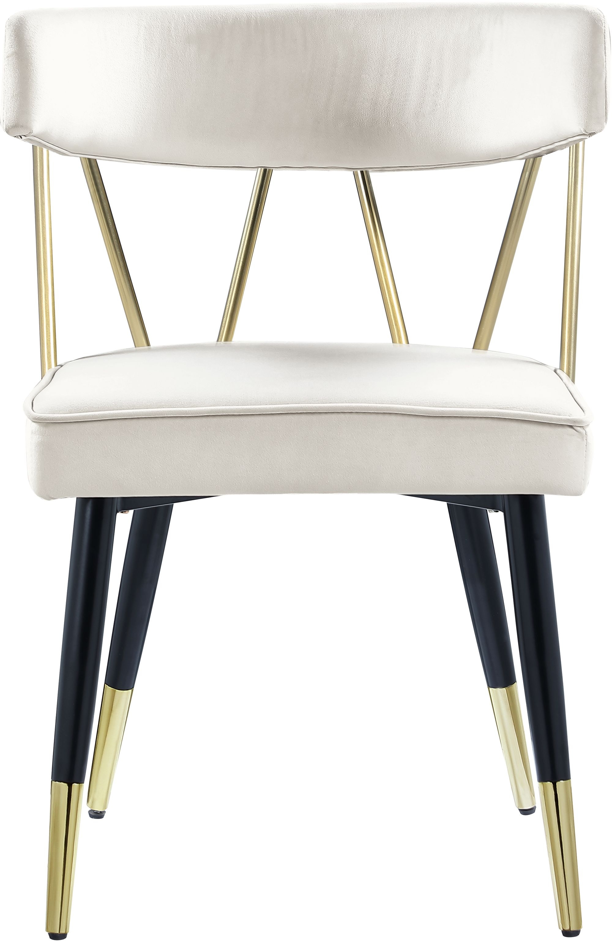 Rheingold Dining Chair with Matte Black Metal Legs & Gold Tips