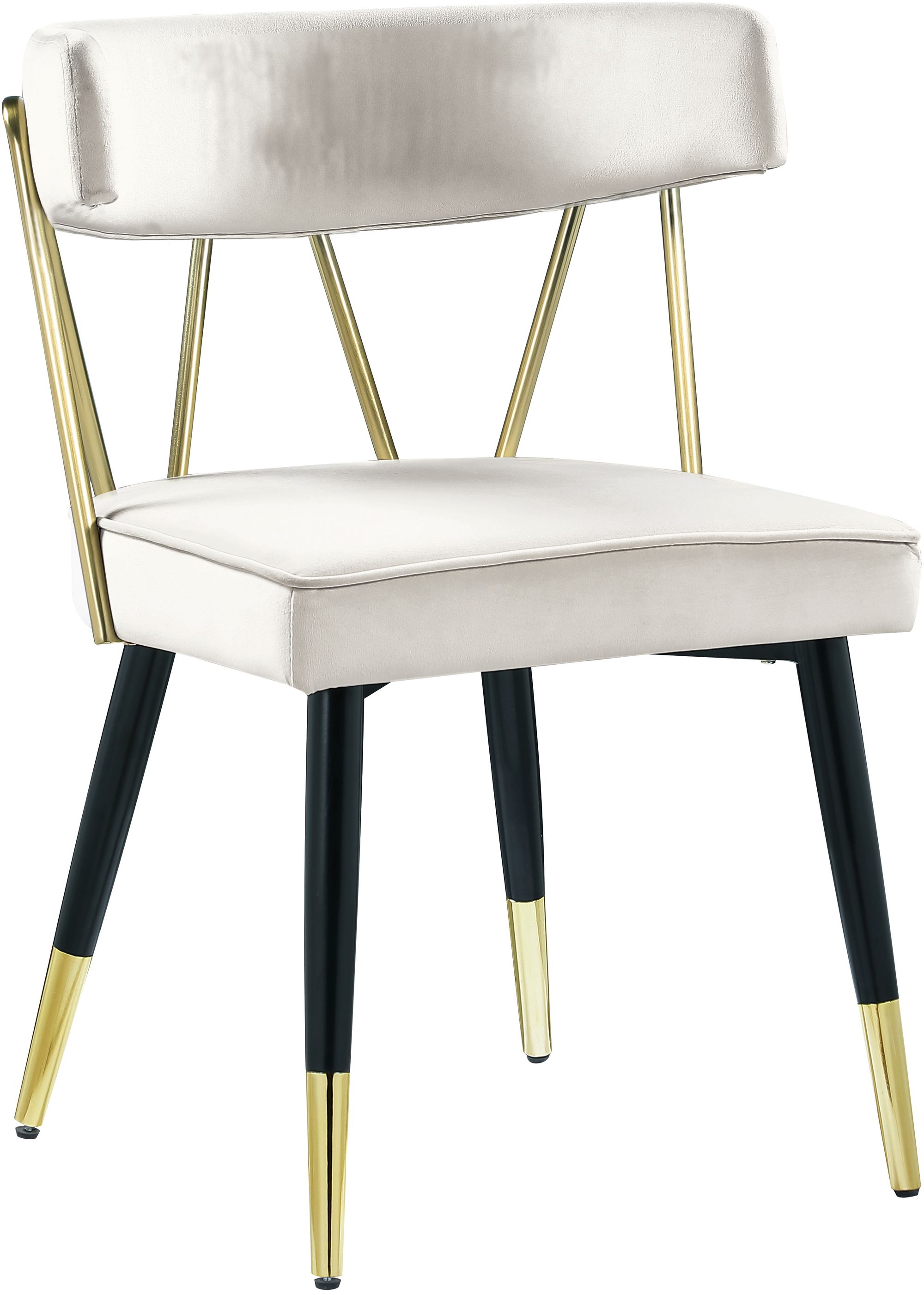 Rheingold Velvet Dining Chair with Matte Black Metal Legs & Gold Tips
