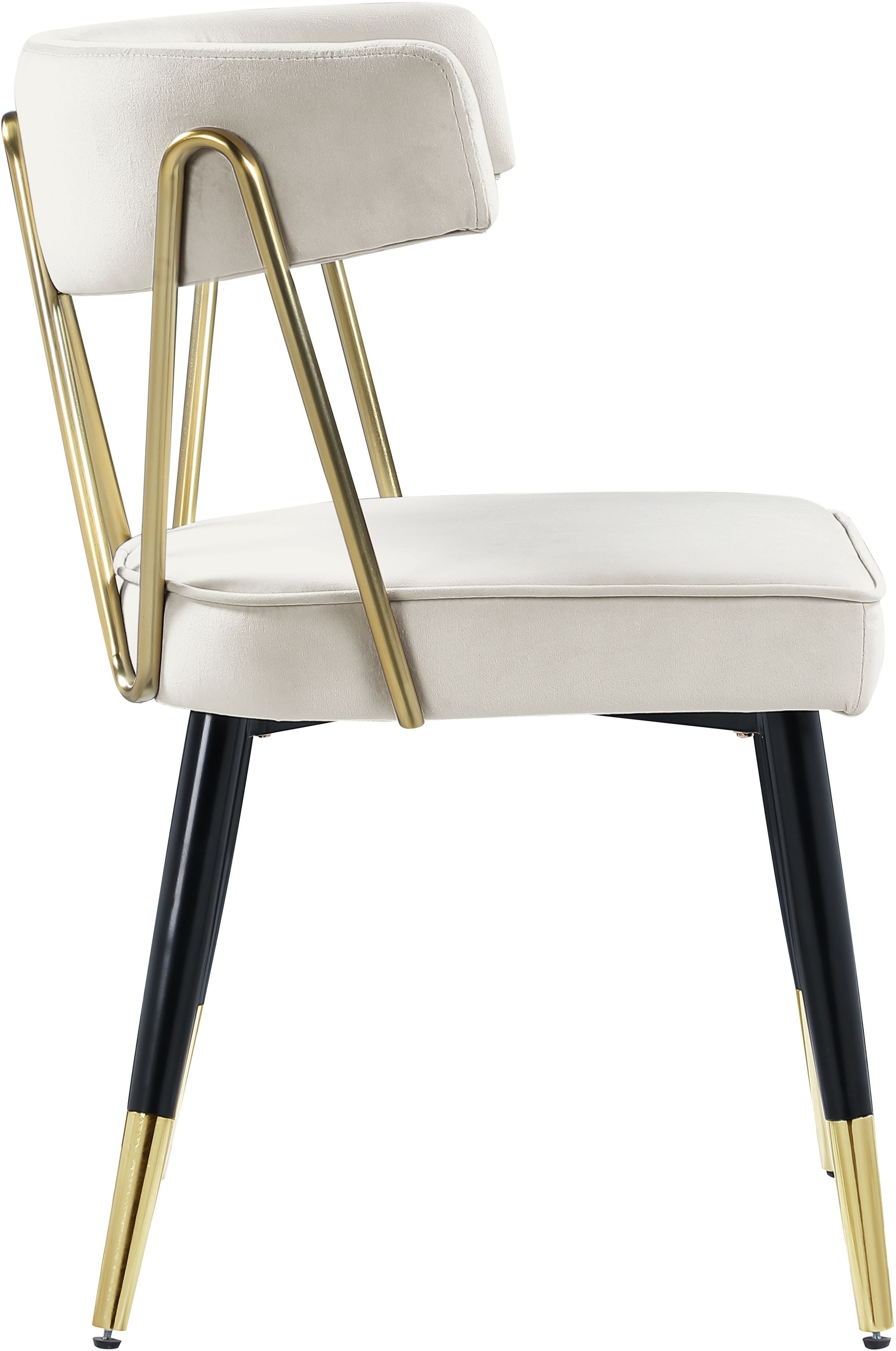 Rheingold Dining Chair with Matte Black Metal Legs & Gold Tips