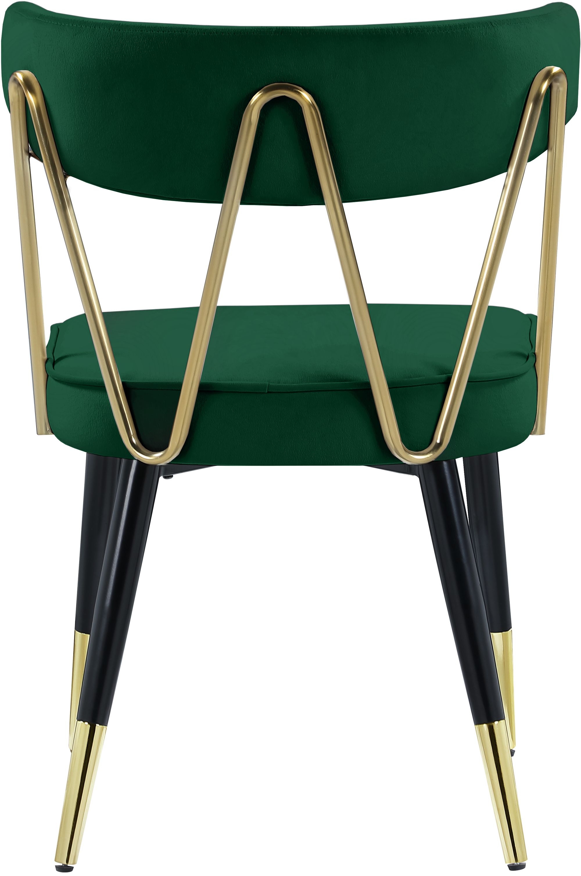 Rheingold Dining Chair with Matte Black Metal Legs & Gold Tips