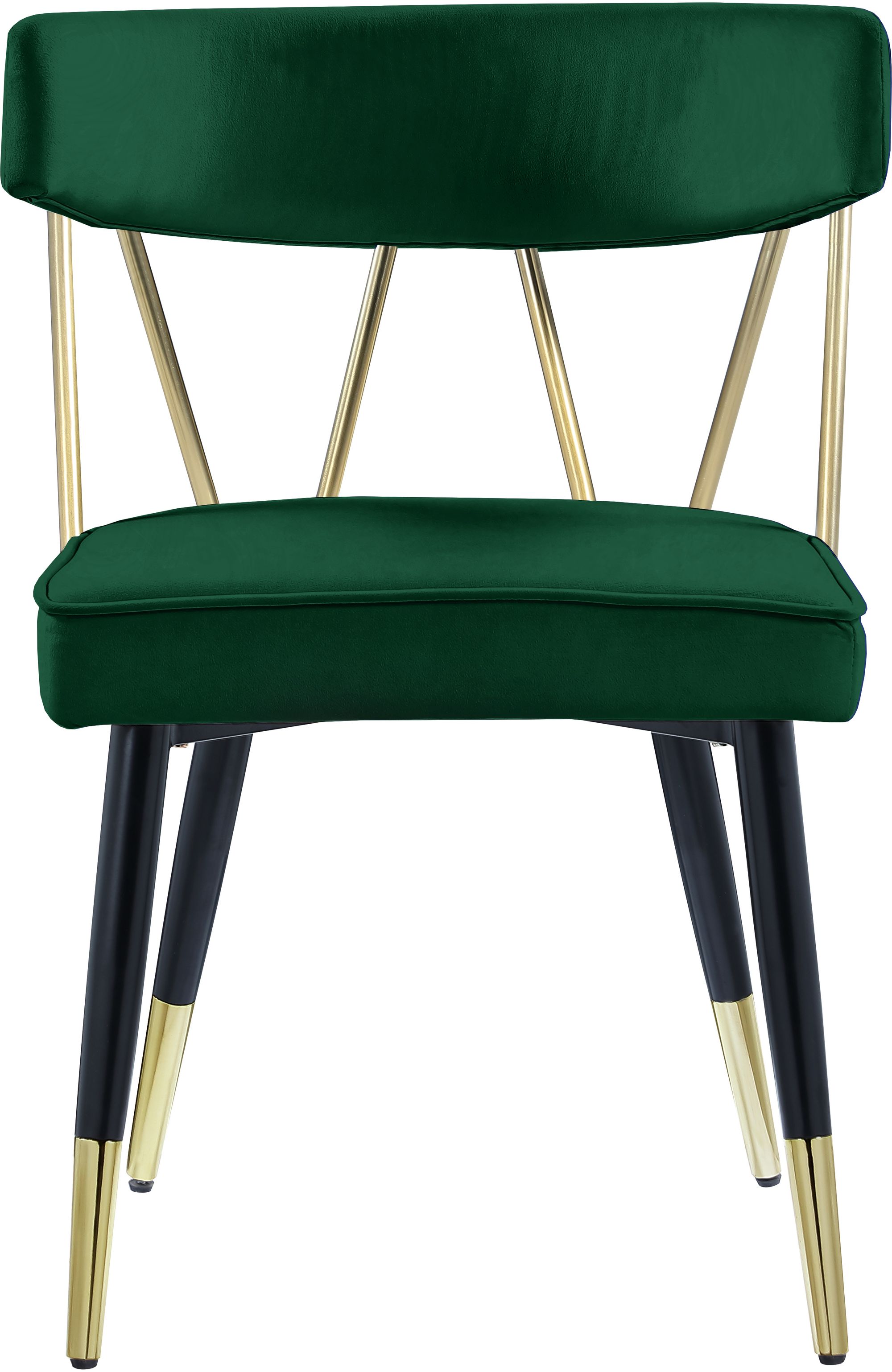 Rheingold Velvet Dining Chair with Matte Black Metal Legs & Gold Tips