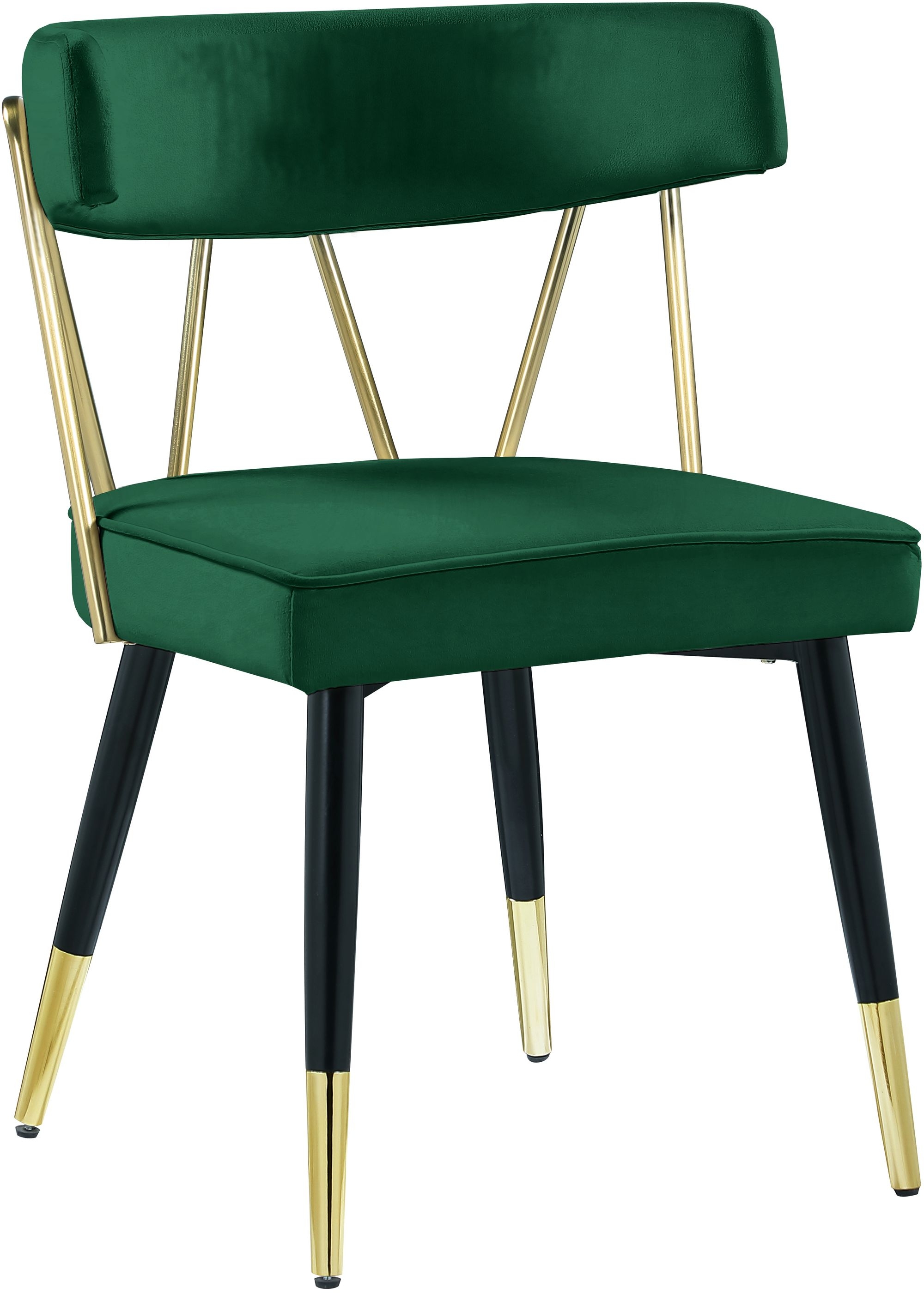 Rheingold Dining Chair with Matte Black Metal Legs & Gold Tips