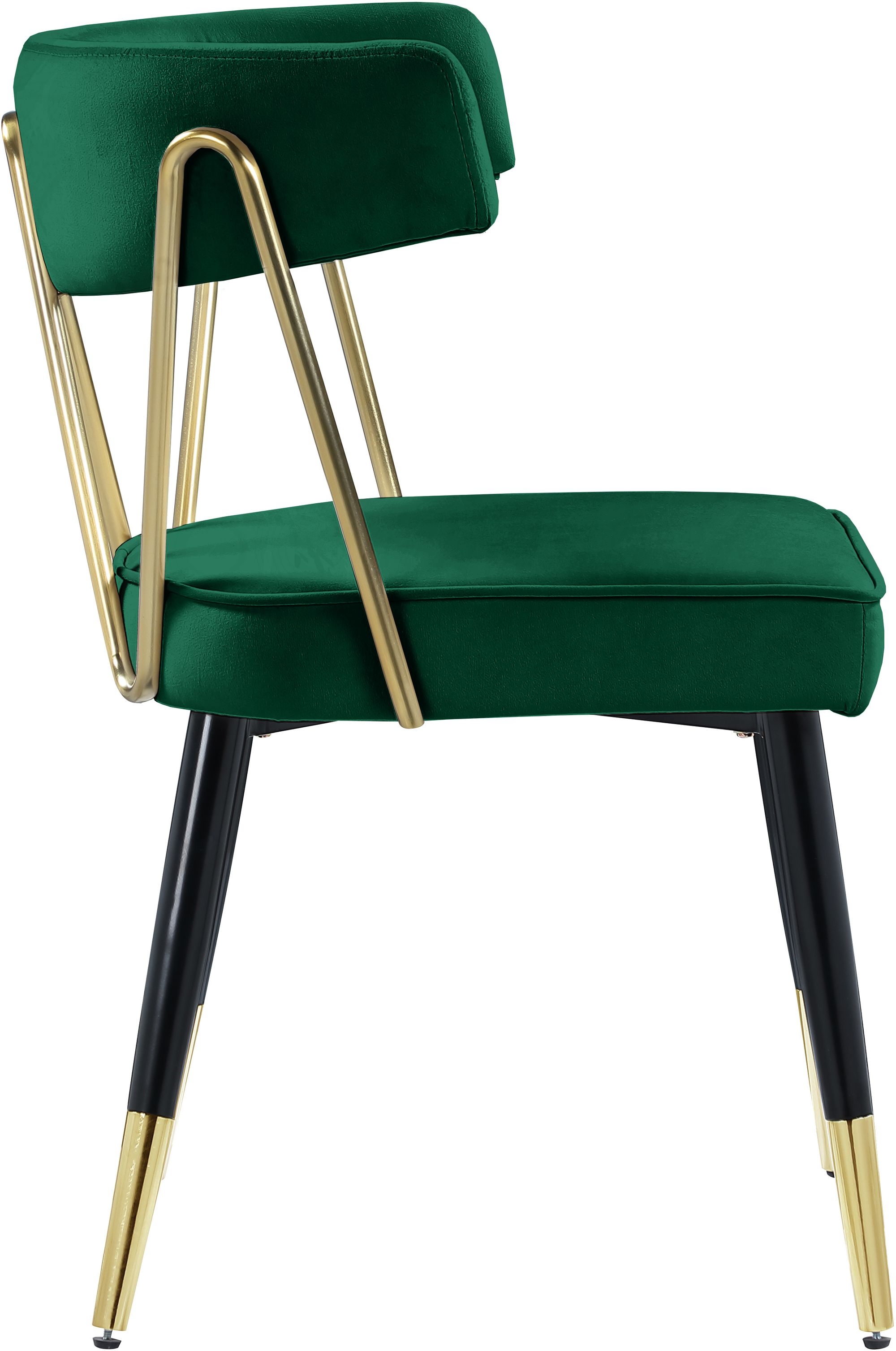Rheingold Dining Chair with Matte Black Metal Legs & Gold Tips