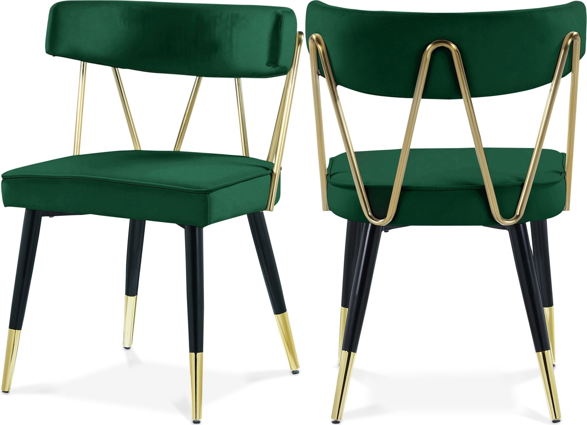 Rheingold Dining Chair with Matte Black Metal Legs & Gold Tips