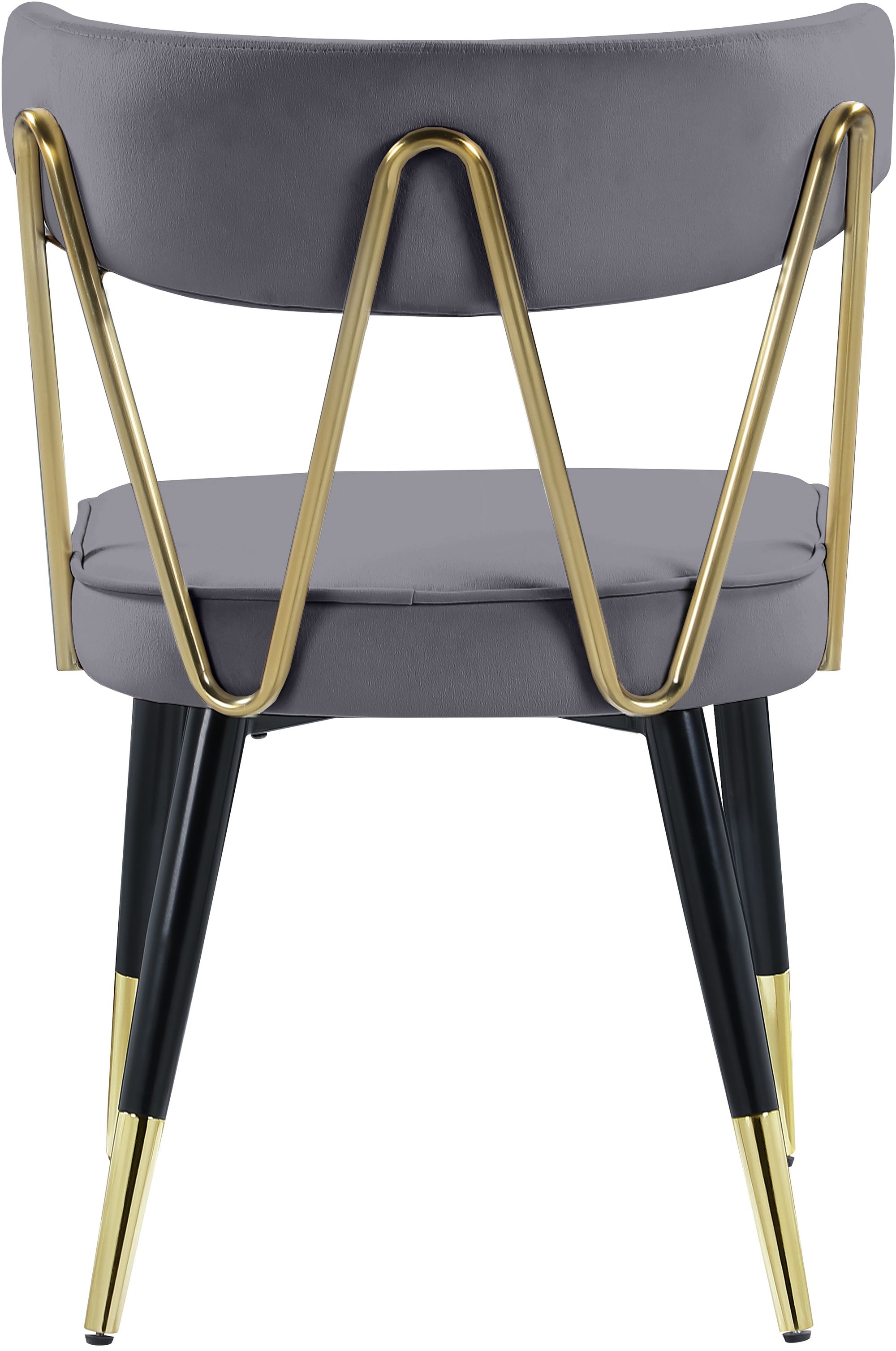 Rheingold Velvet Dining Chair with Matte Black Metal Legs & Gold Tips