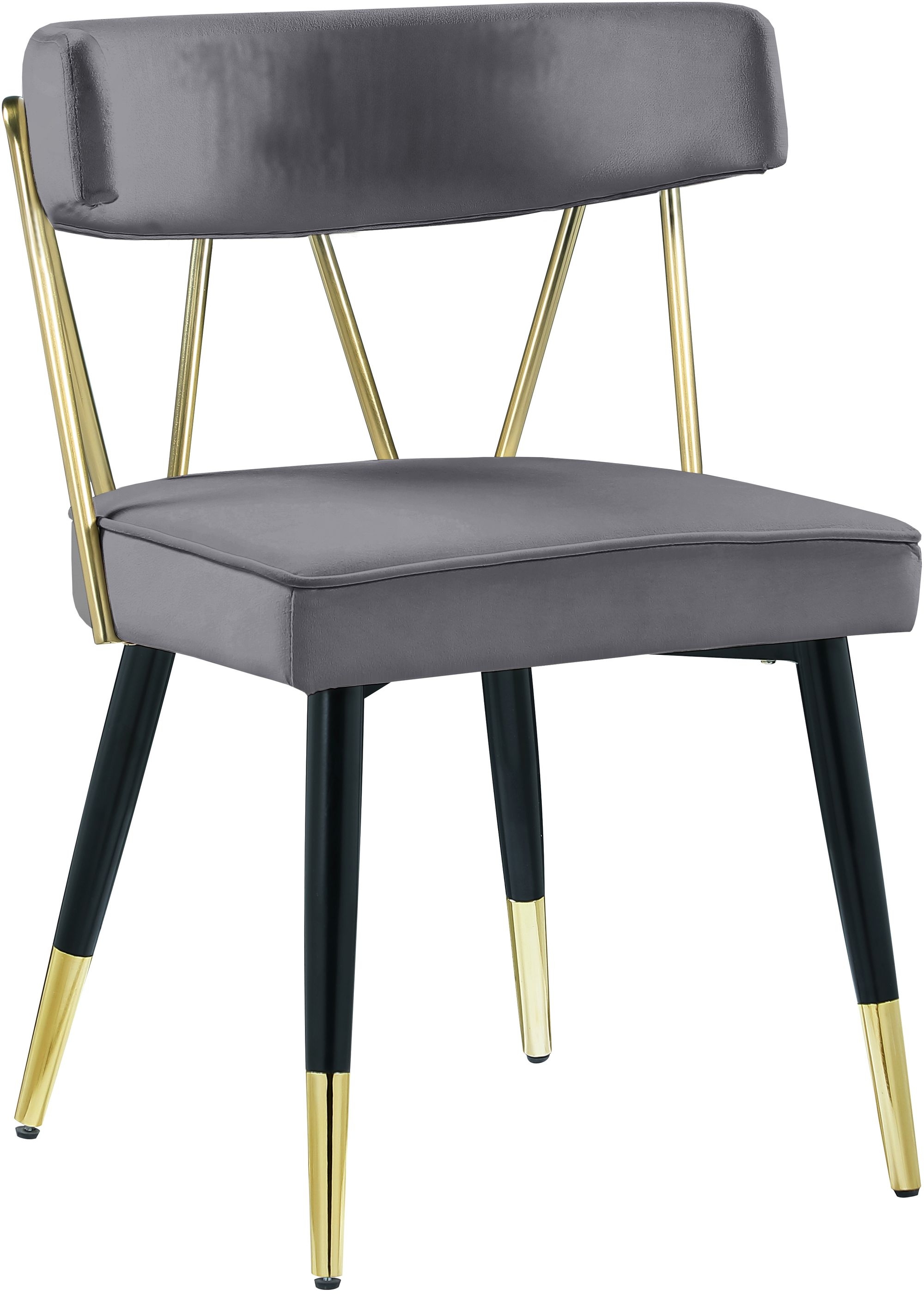 Rheingold Dining Chair with Matte Black Metal Legs & Gold Tips