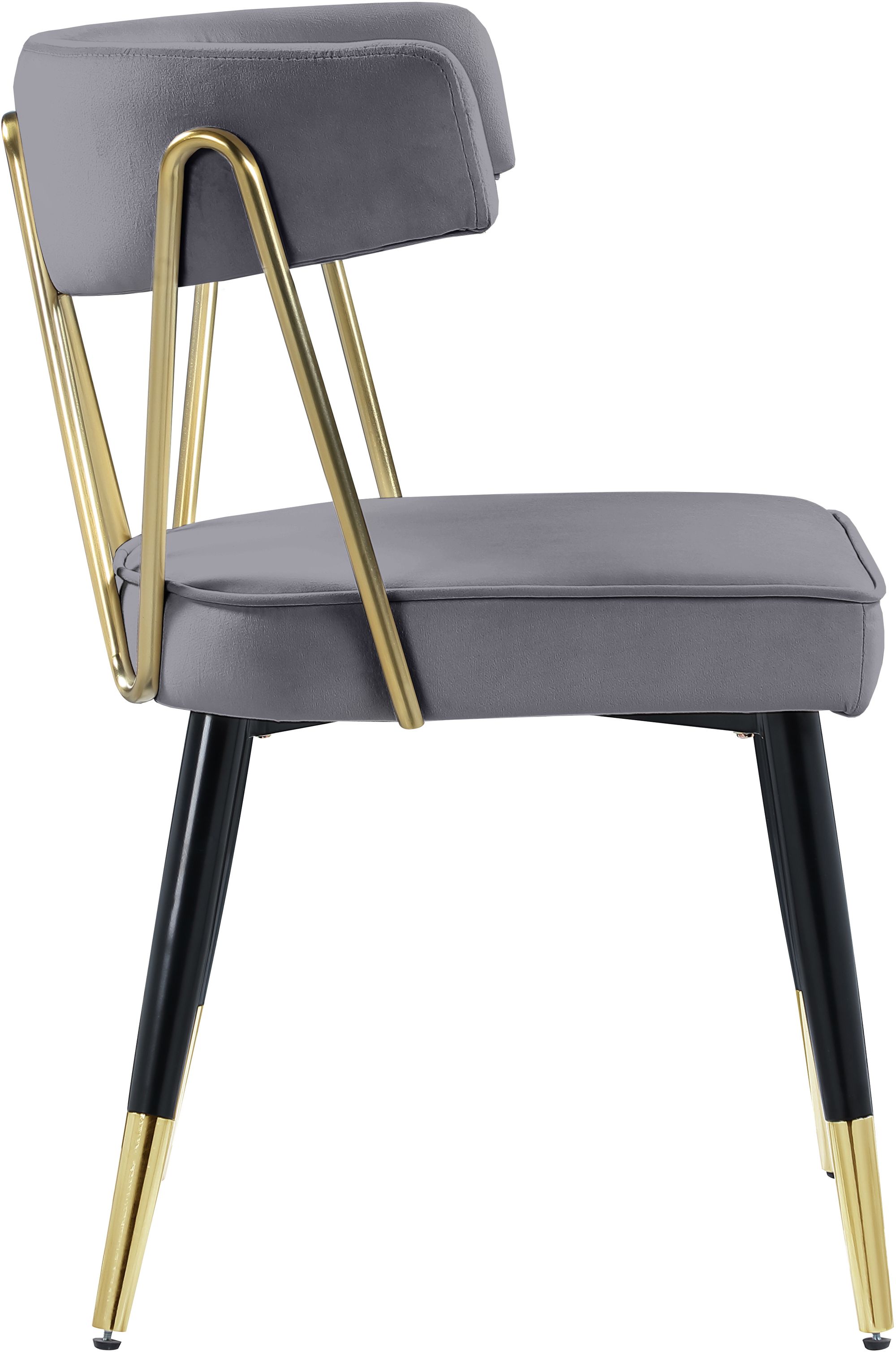 Rheingold Velvet Dining Chair with Matte Black Metal Legs & Gold Tips