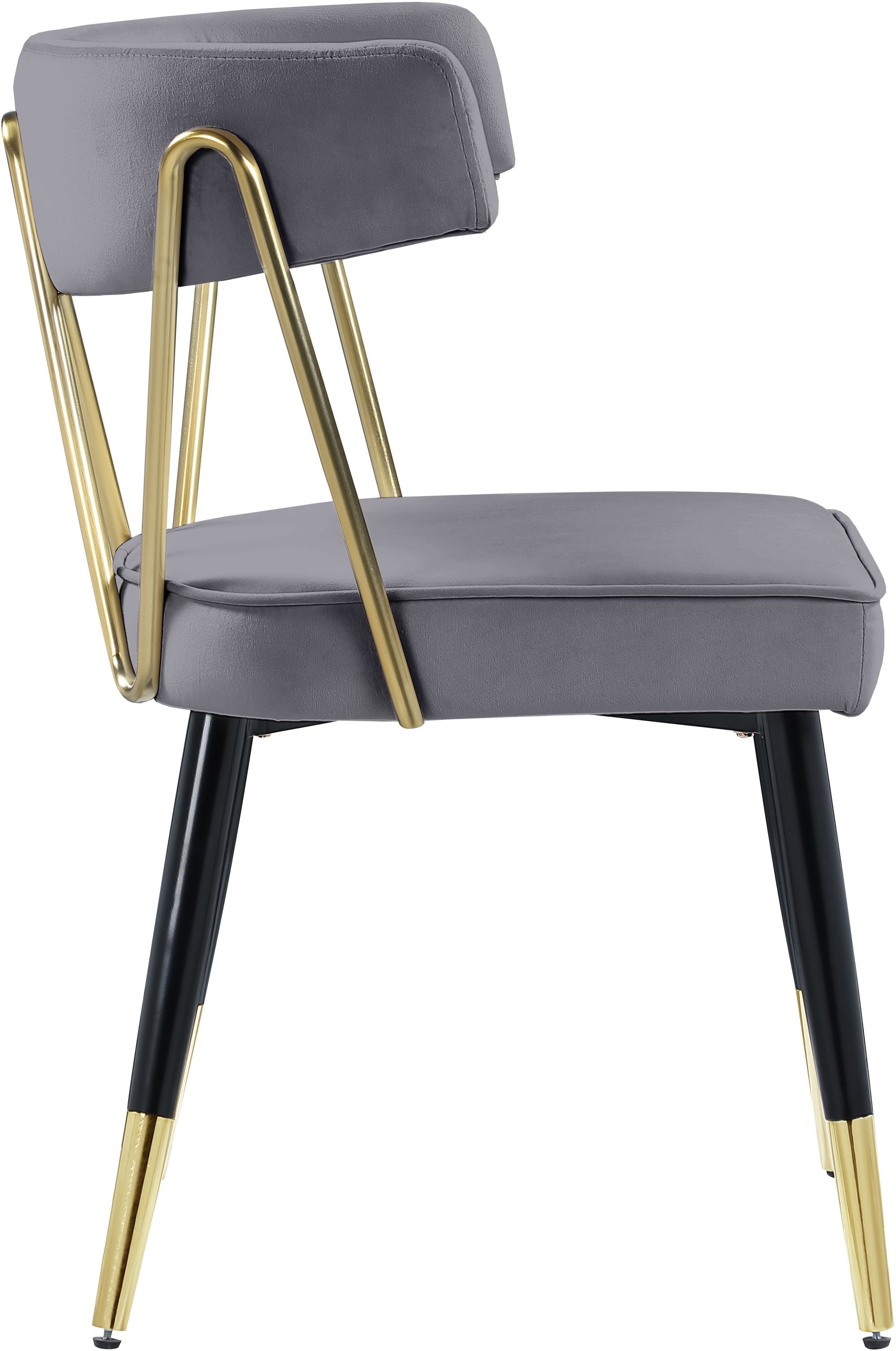 Rheingold Dining Chair with Matte Black Metal Legs & Gold Tips