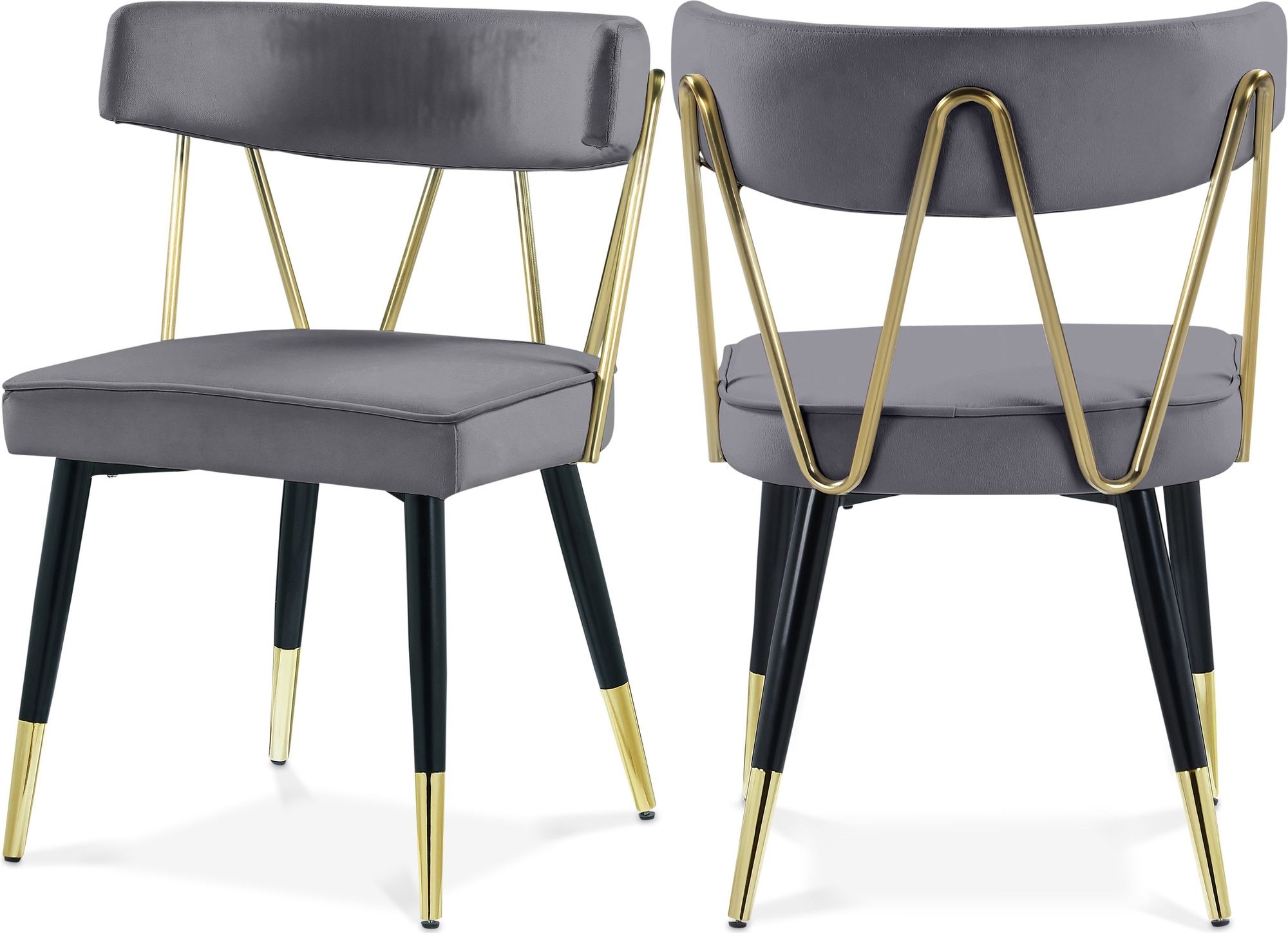 Rheingold Dining Chair with Matte Black Metal Legs & Gold Tips