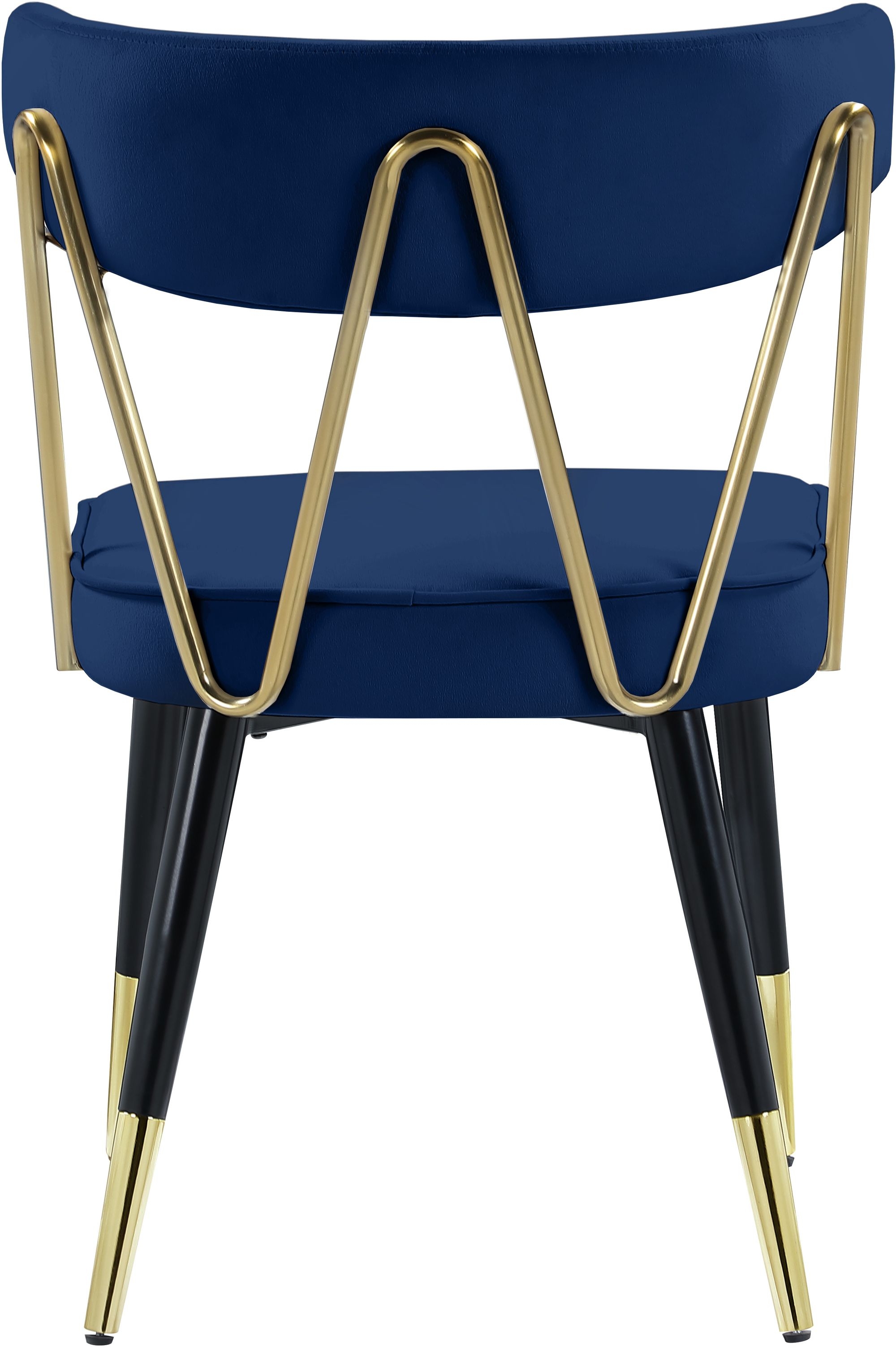 Rheingold Dining Chair with Matte Black Metal Legs & Gold Tips